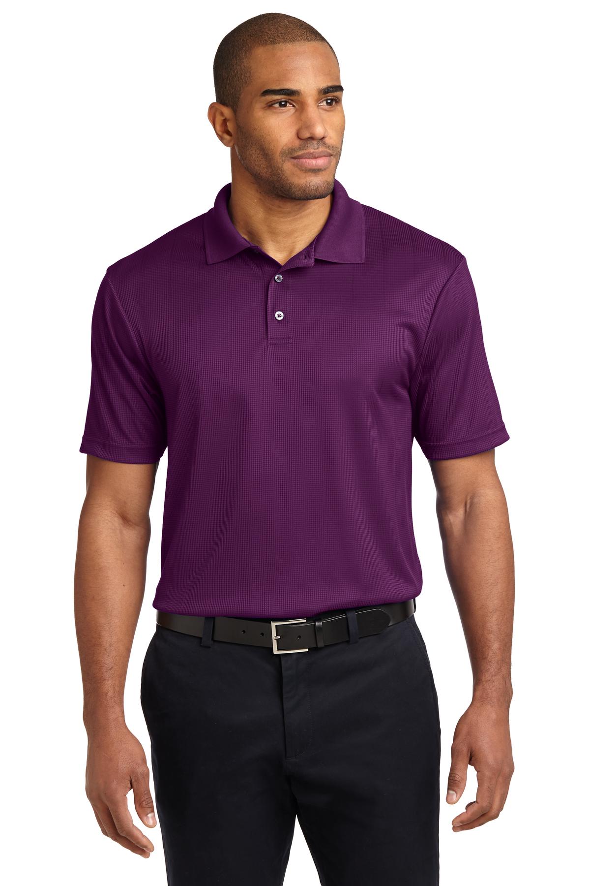 Front View of Violet Purple Port Authority Performance Fine Jacquard Polo. K528
