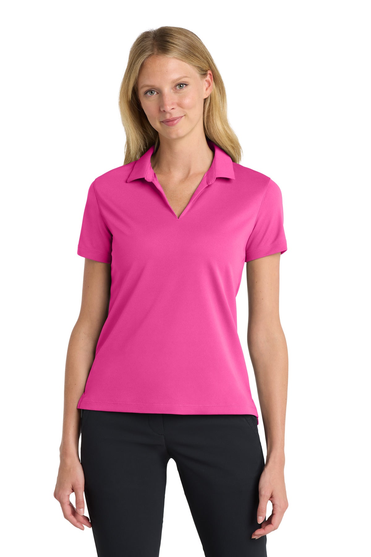 Front View of VividPink Nike Women's Dri-FIT Micro Pique 2.0 Polo NKDC1991