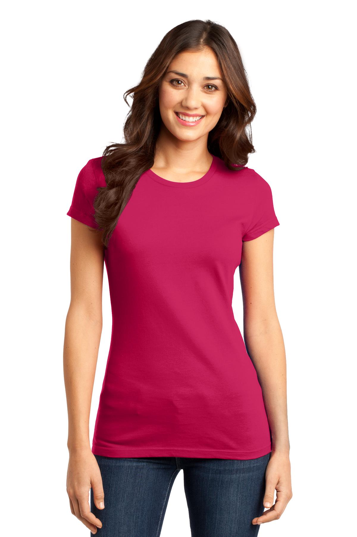 Front View of Watermelon District Women's Fitted Very Important Tee . DT6001