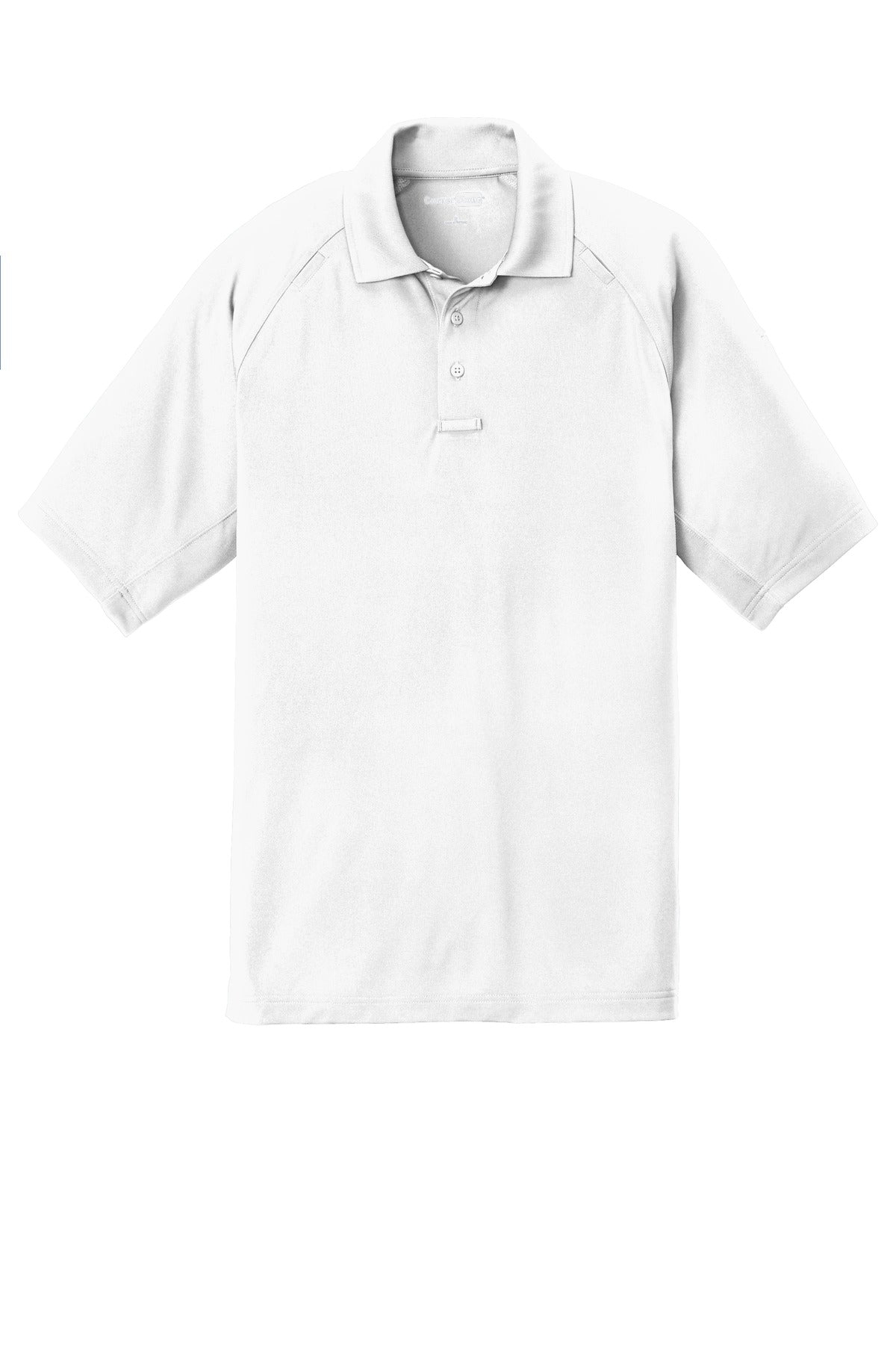 Front View of White CornerStone Select Lightweight Snag-Proof Tactical Polo. CS420