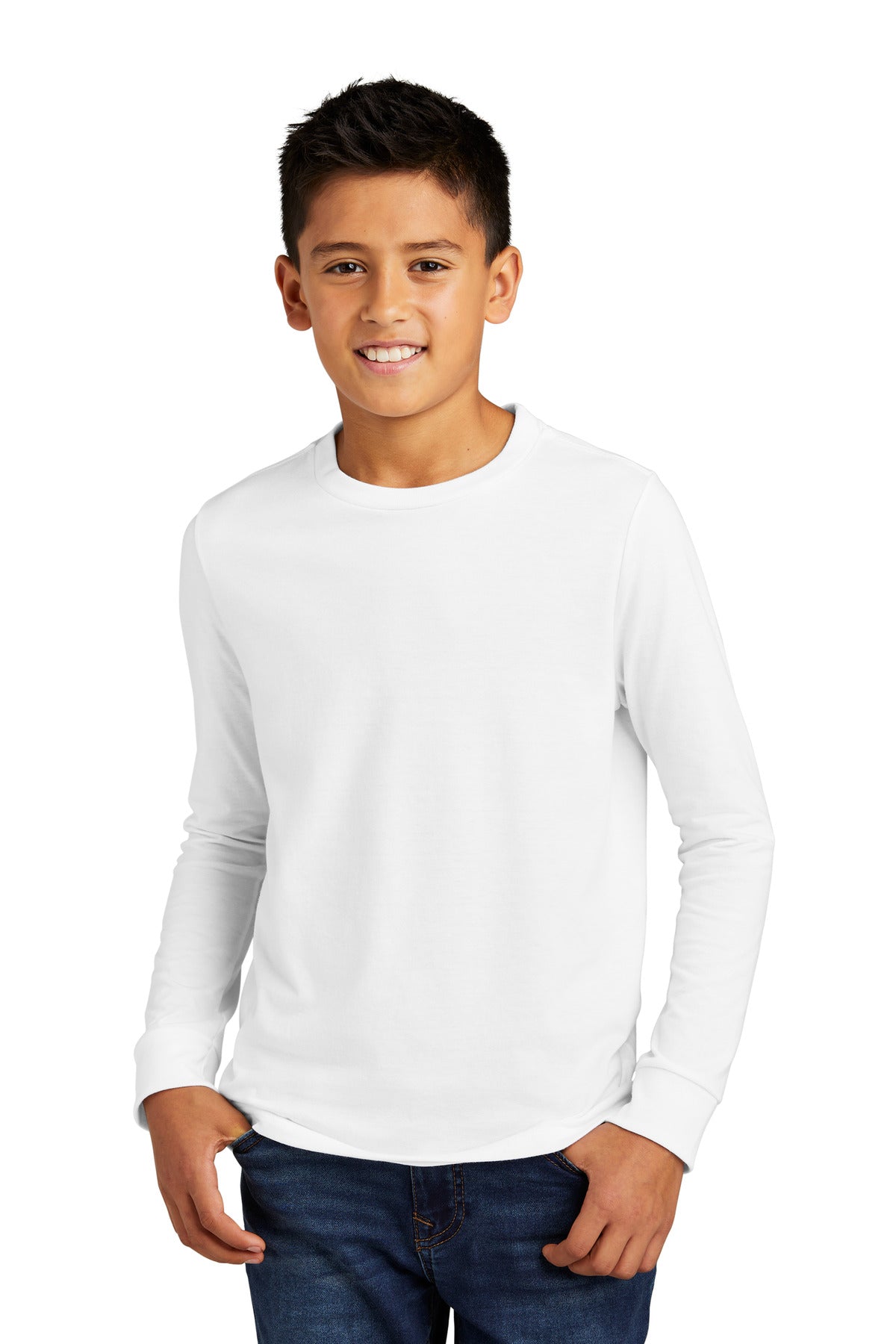 Front View of White District Youth Perfect Tri Long Sleeve Tee DT132Y