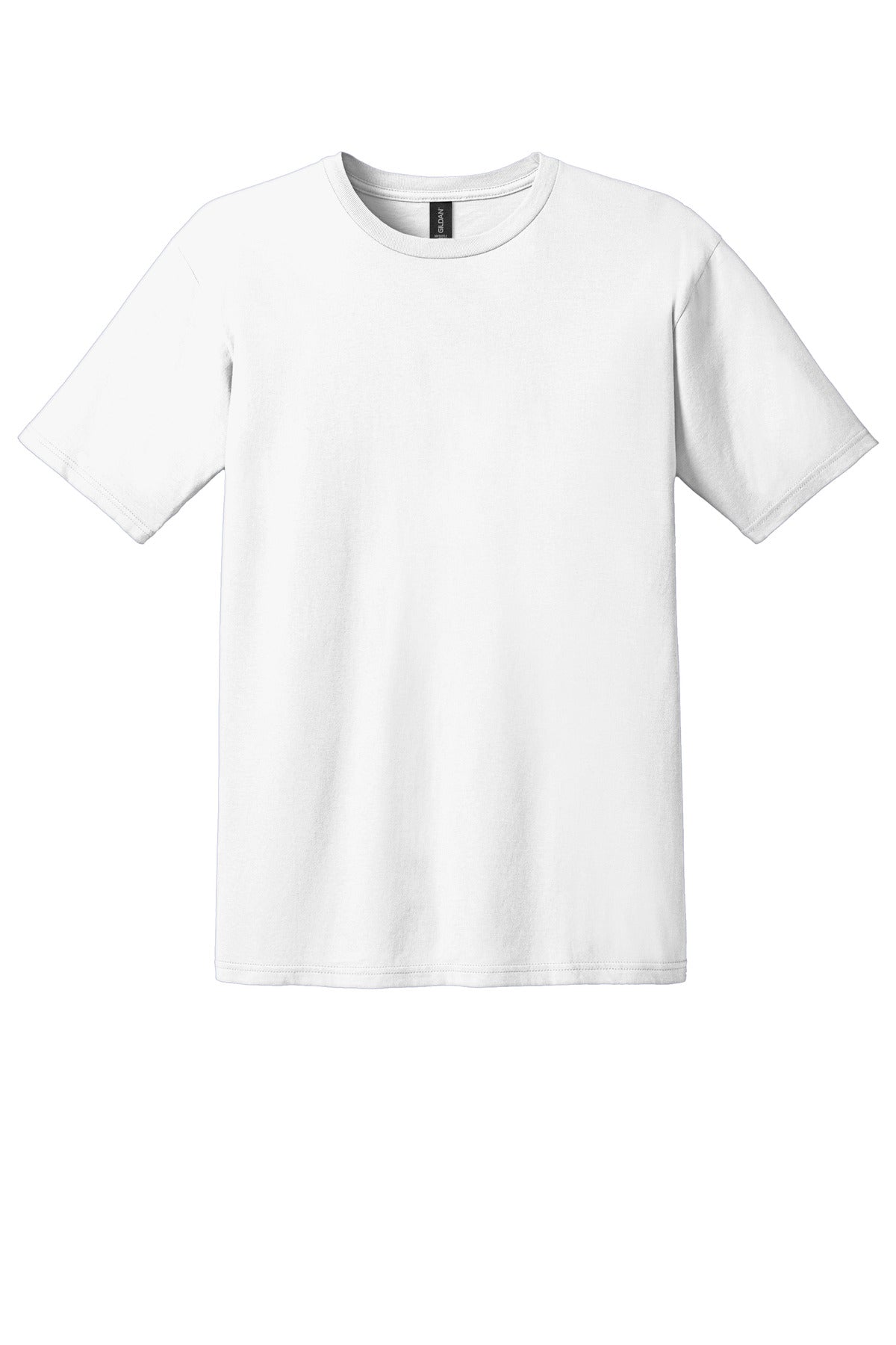 Front View of White Gildan 100% Ring Spun Cotton T-Shirt. 980