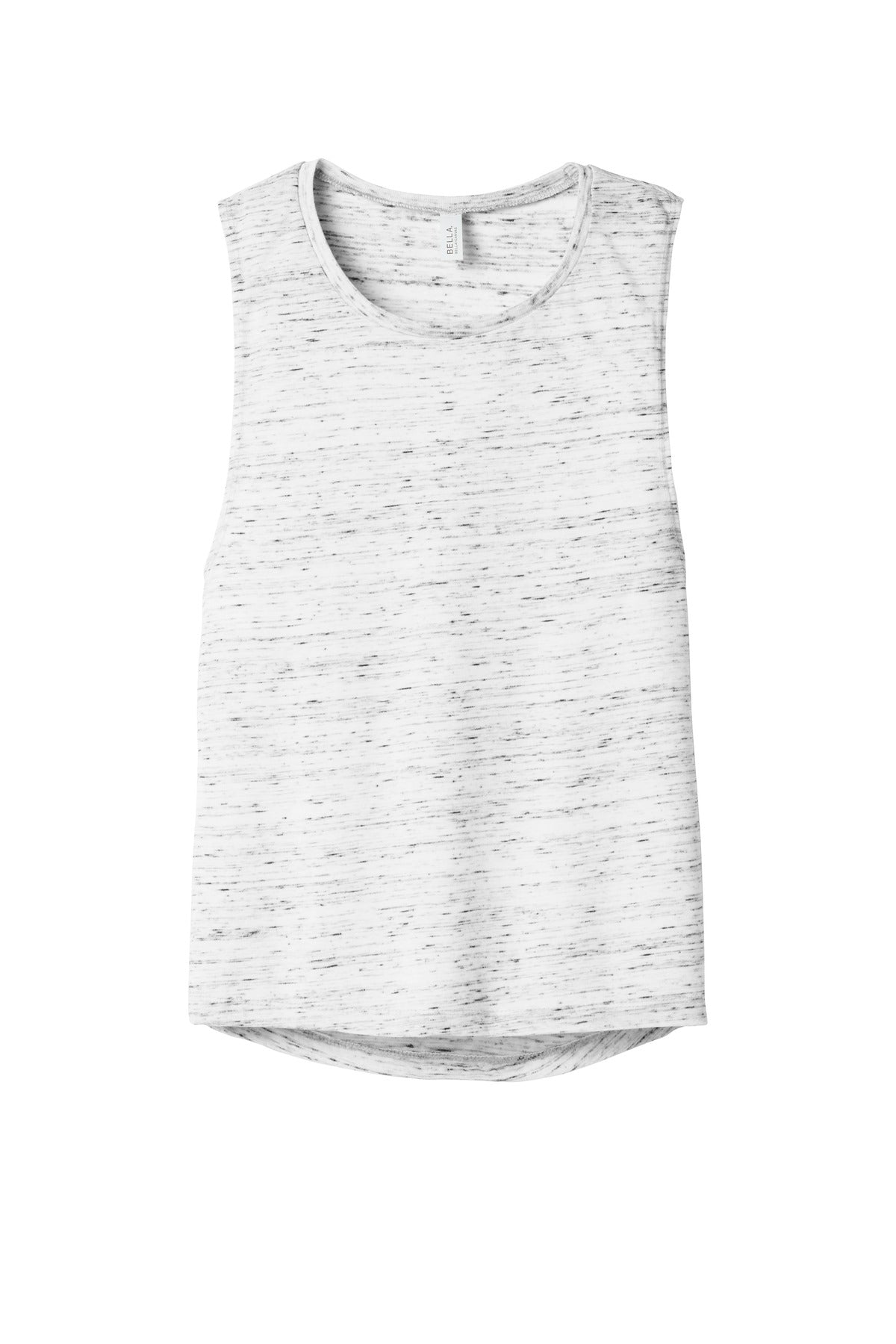 Front View of White Marble BELLA+CANVAS Women's Flowy Scoop Muscle Tank. BC8803