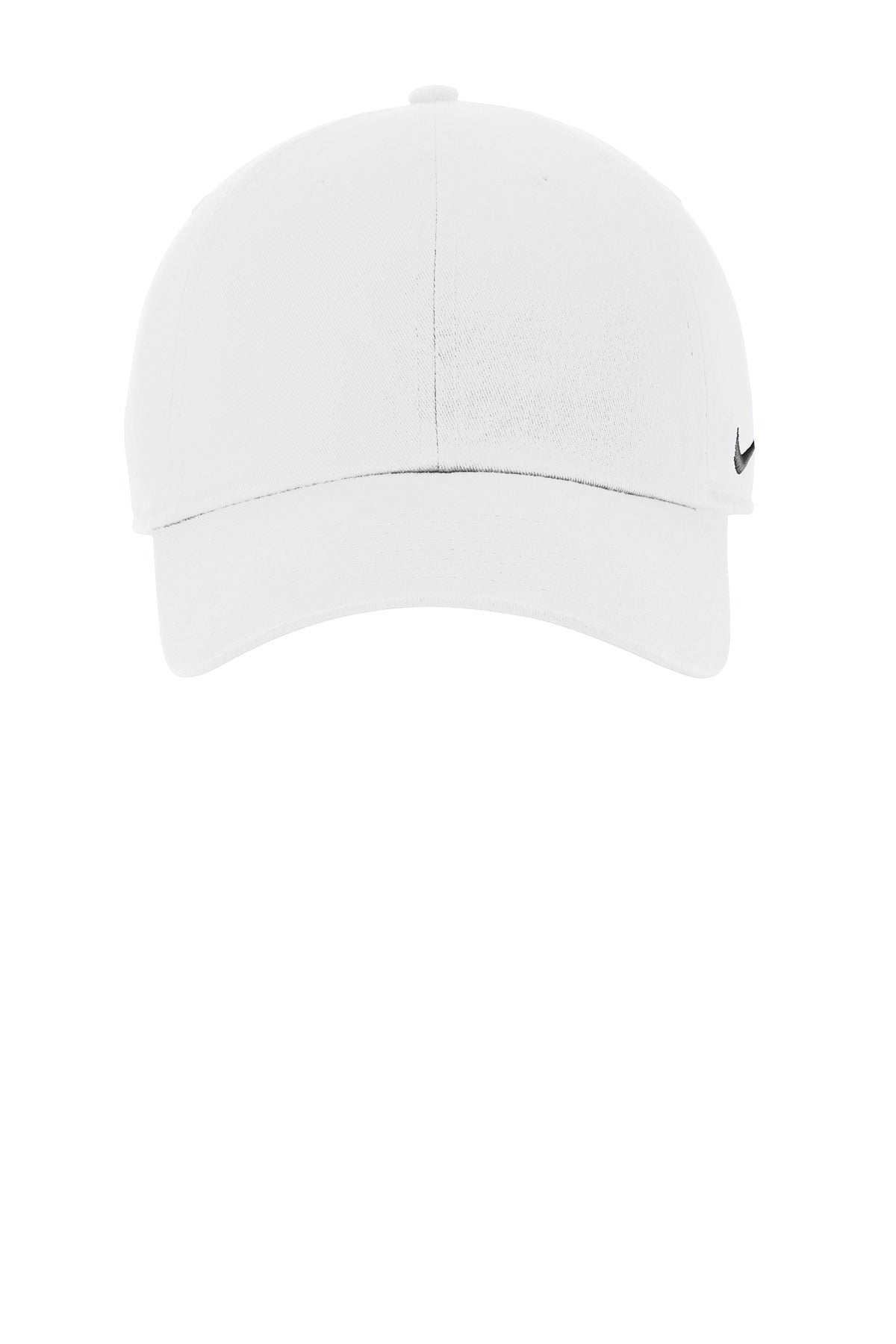 Front View of White Nike Heritage Cotton Twill Cap NKFB5677