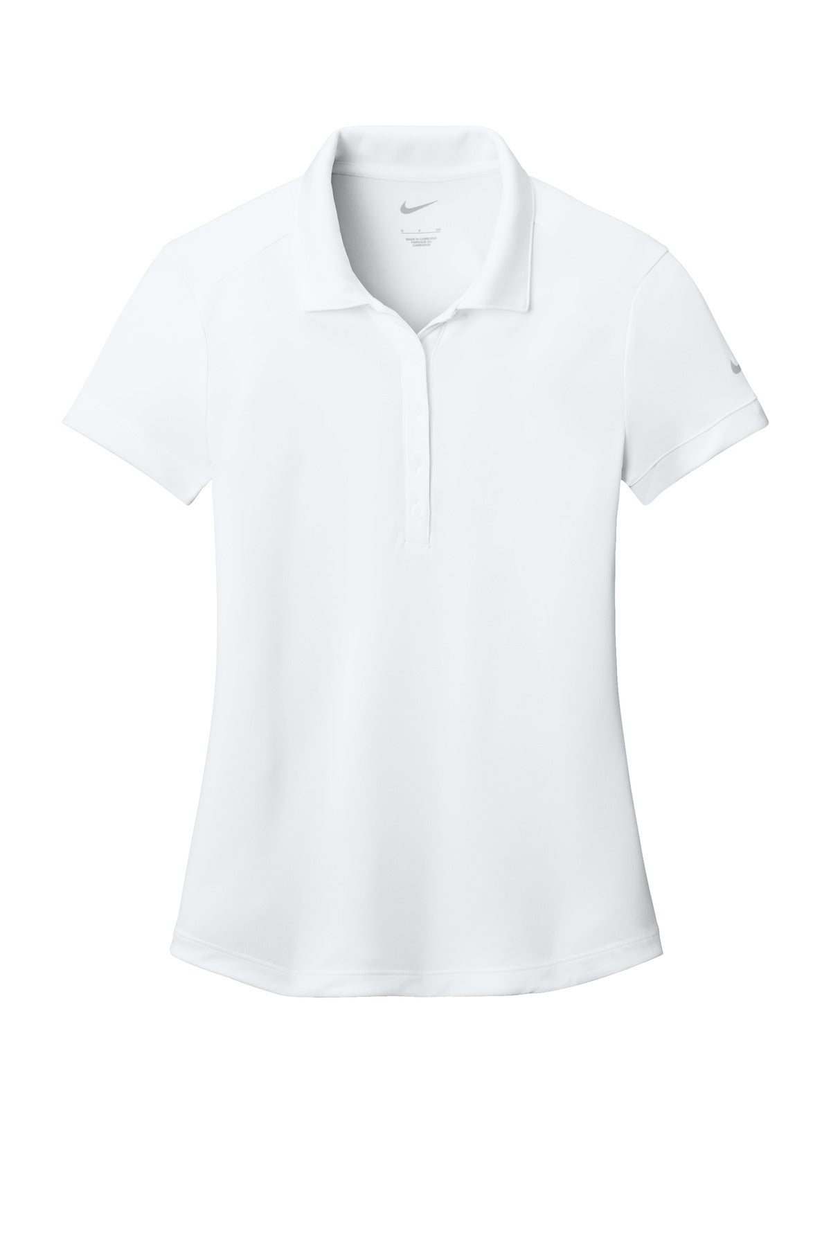 Front View of White Nike Women's Dri-FIT Players Modern Fit Polo. 811807