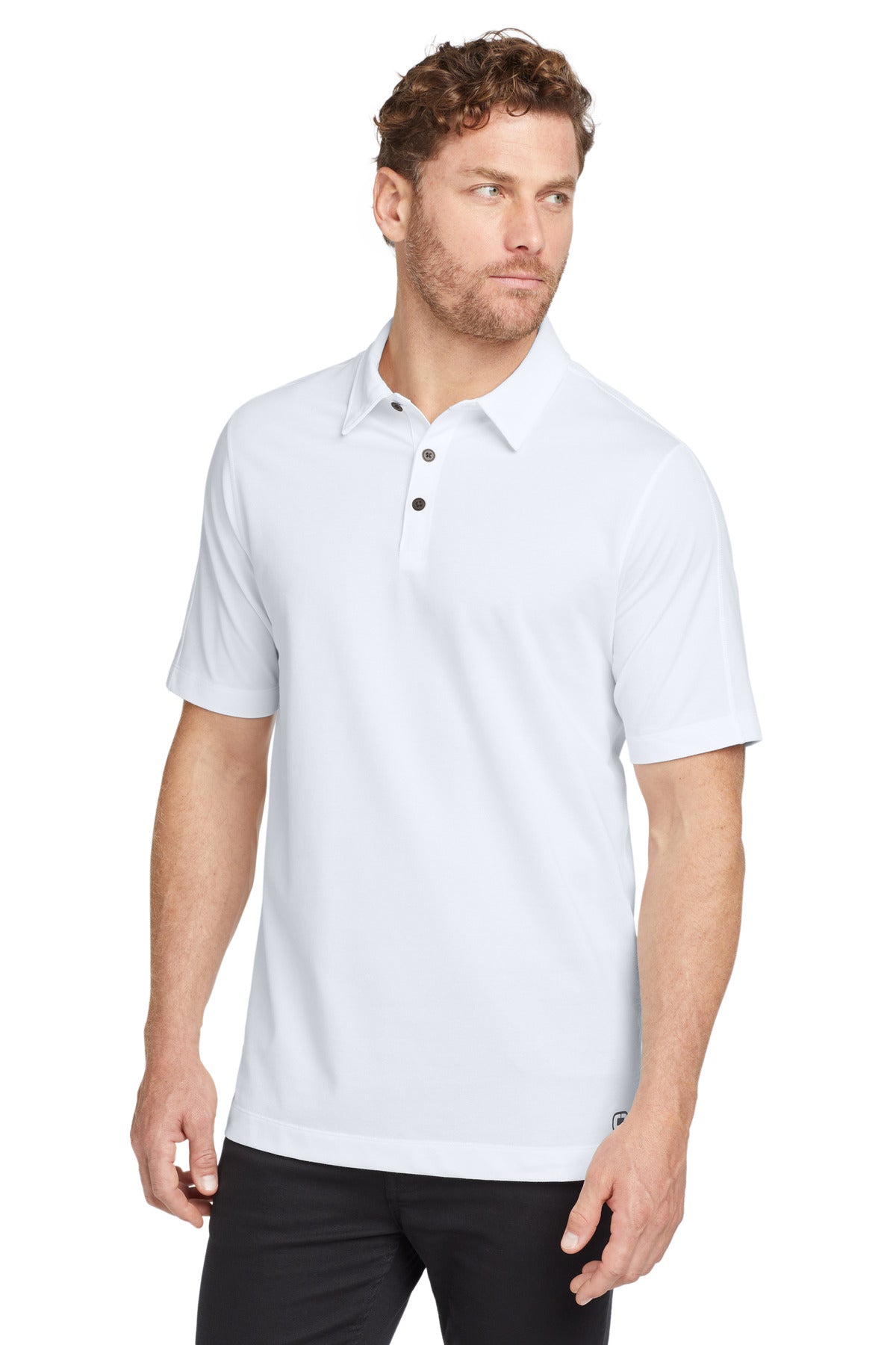 Front View of White OGIO Onyx Polo. OG126