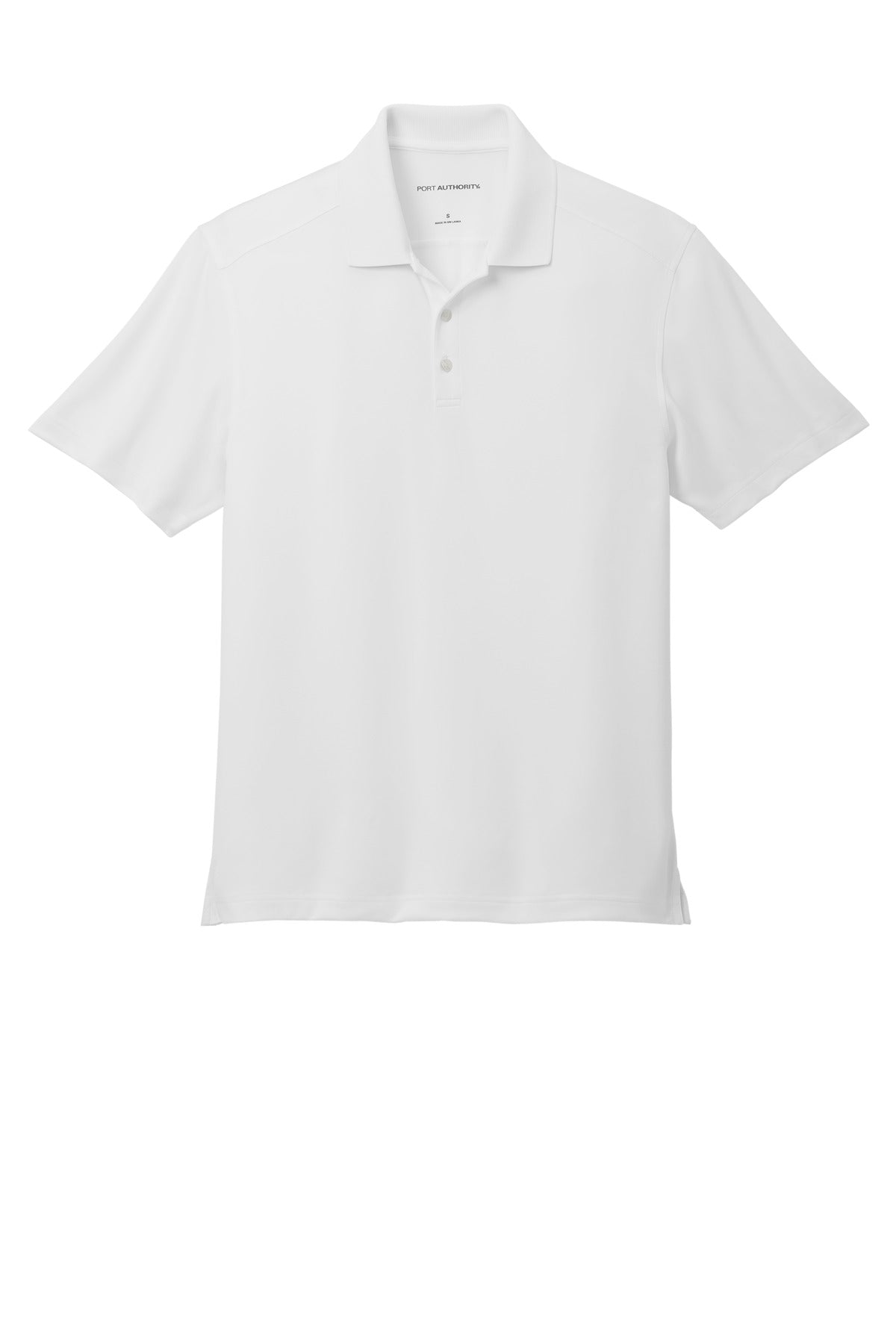 Front View of White Port Authority City Stretch Flat Knit Polo K683