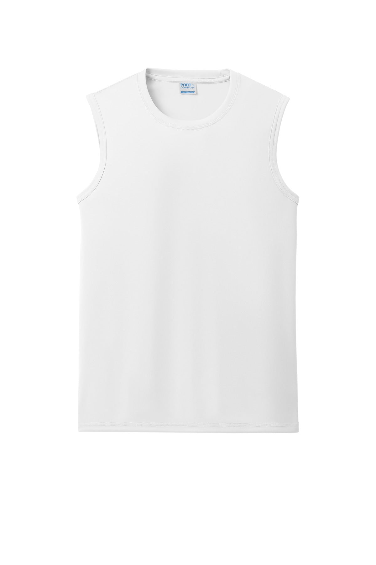 Front View of White Port & Company Performance Sleeveless Tee PC380SL