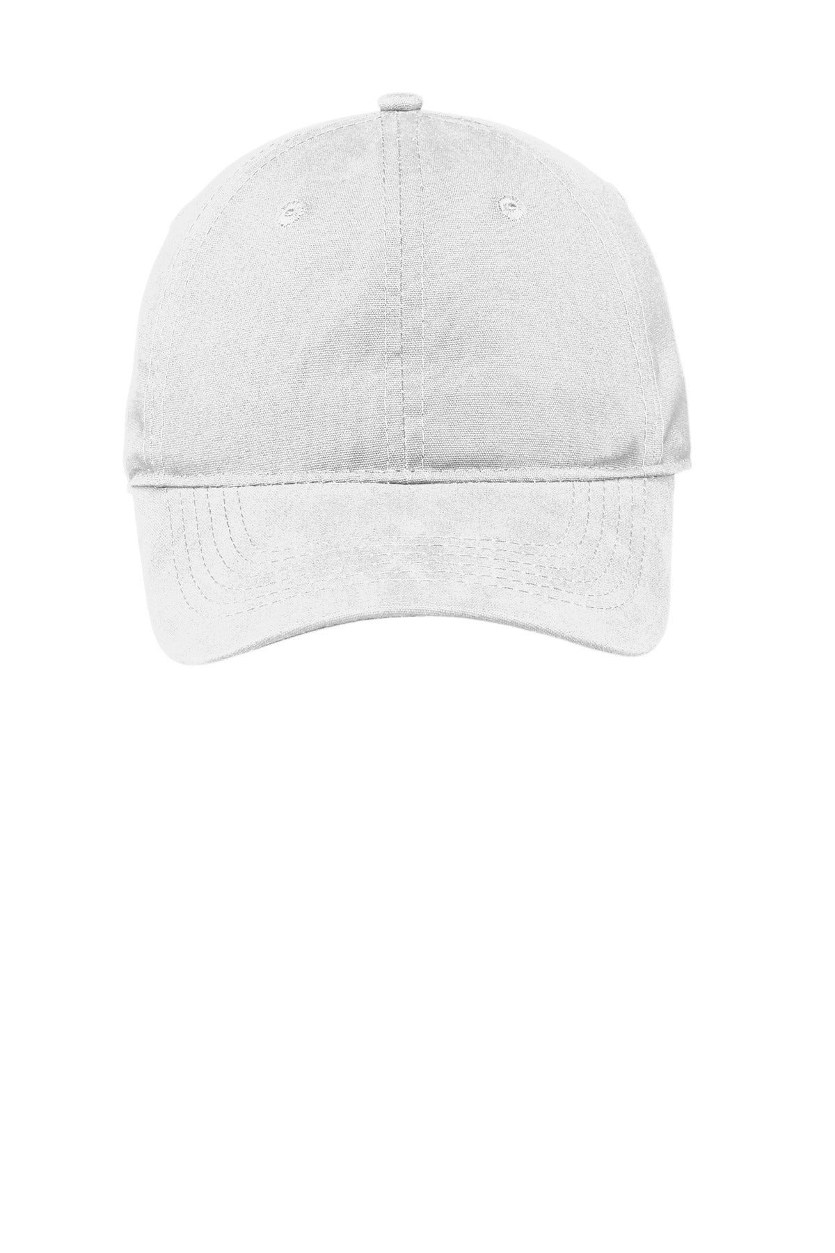 Front View of White Port & Company Soft Brushed Canvas Cap. CP96
