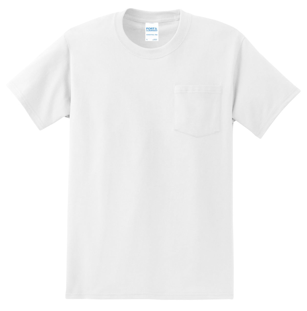 Front View of White Port & Company - Tall Essential Pocket Tee. PC61PT
