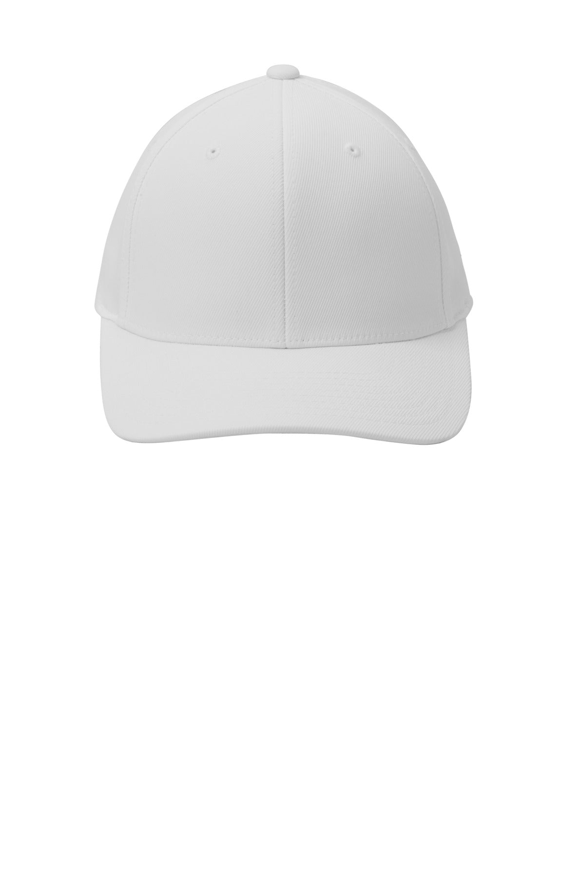 Front View of White Sport-Tek Flexfit Performance Solid Cap. STC17