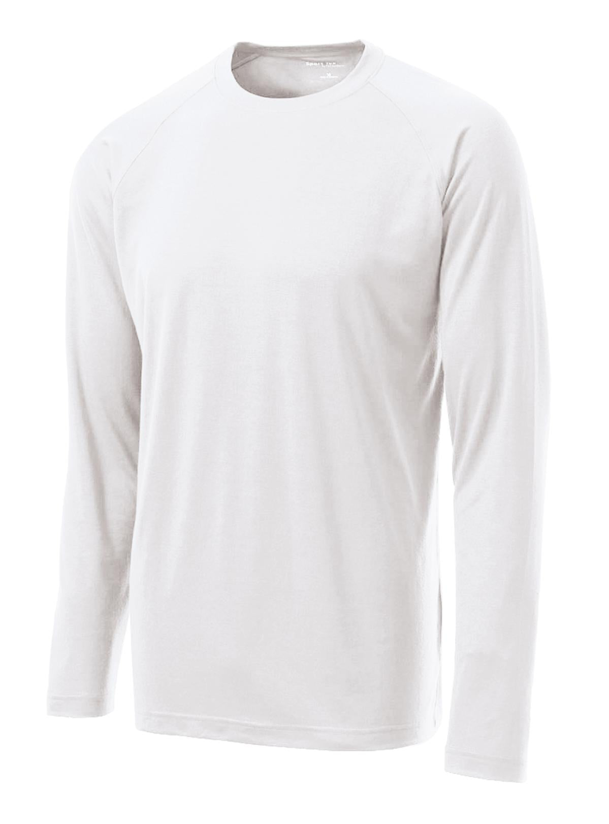 Front View of White Sport-Tek Long Sleeve Ultimate Performance Crew. ST700LS
