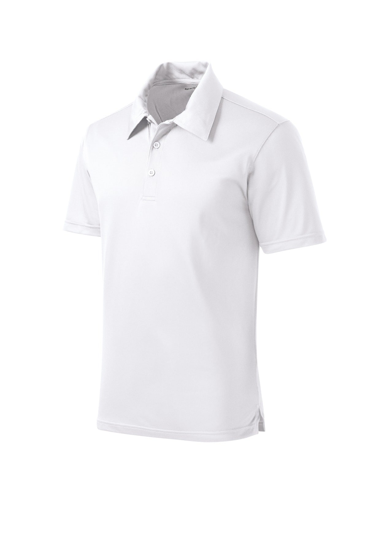 Front View of White Sport-Tek PosiCharge Active Textured Polo. ST690