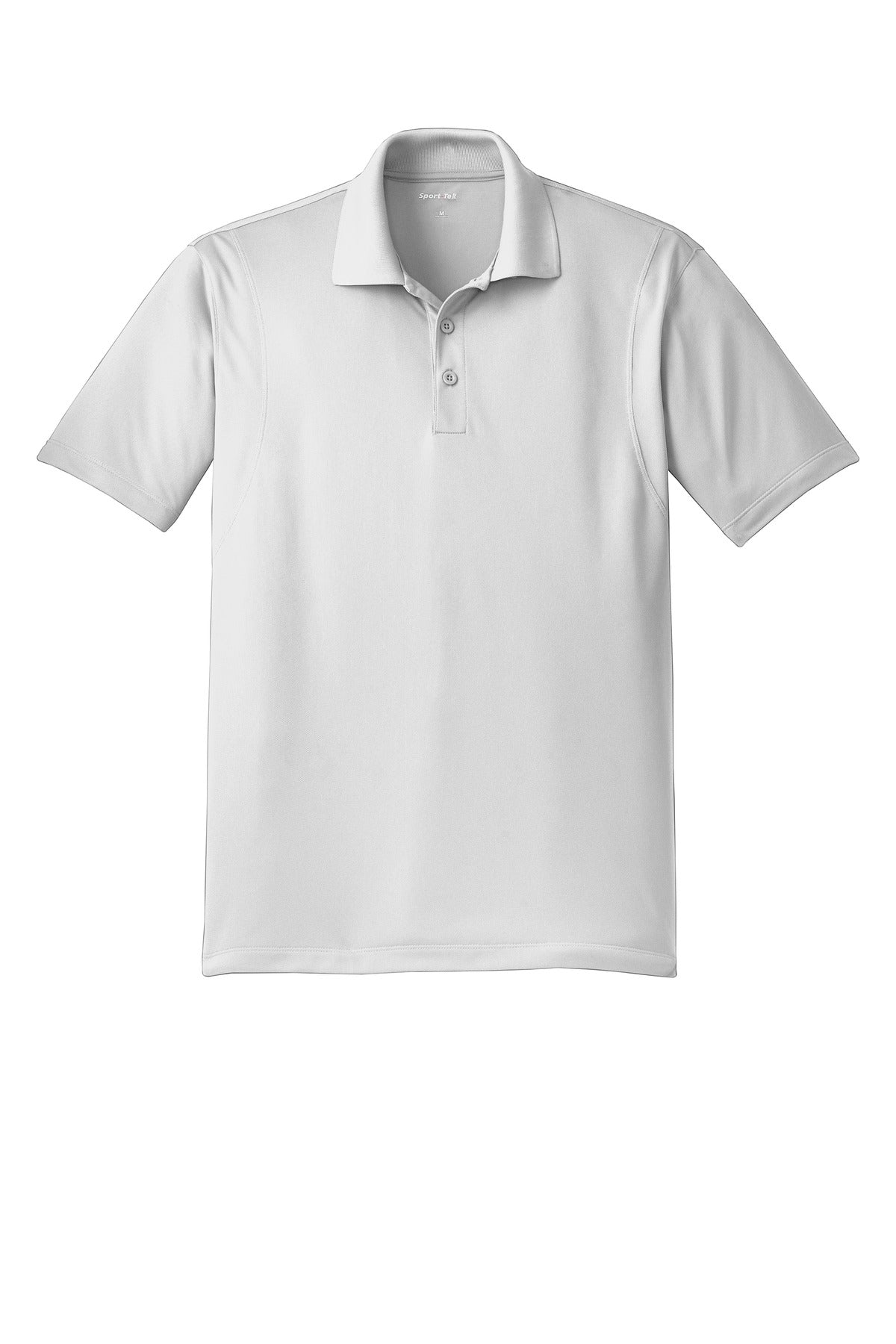 Front View of White Sport-Tek Tall Micropique Sport-Wick Polo. TST650