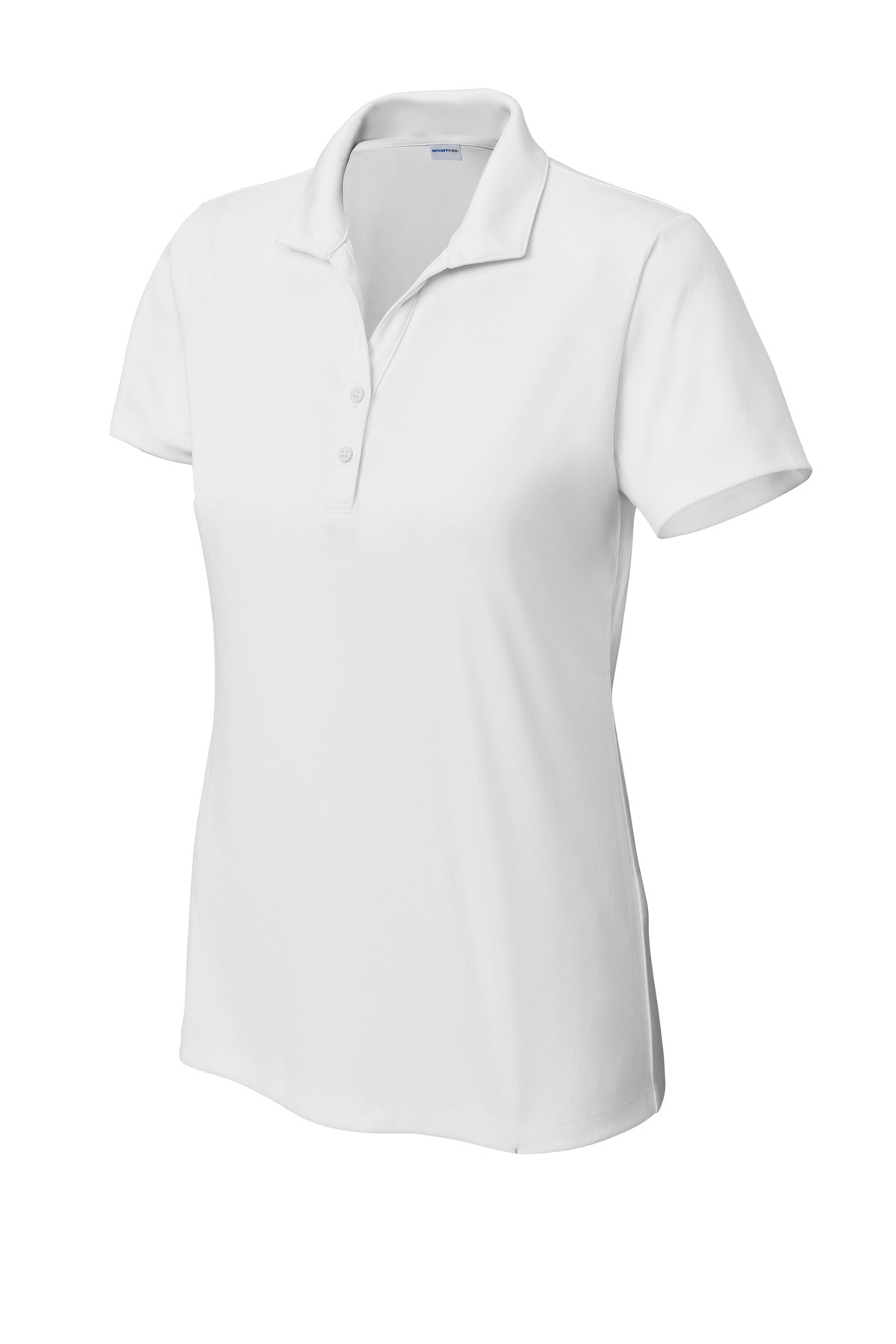 Front View of White Sport-Tek Women's PosiCharge Re-Compete Polo LST725