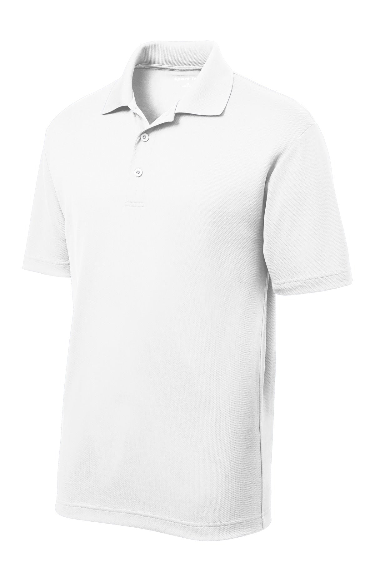Front View of White Sport-Tek Youth PosiCharge RacerMesh Polo. YST640