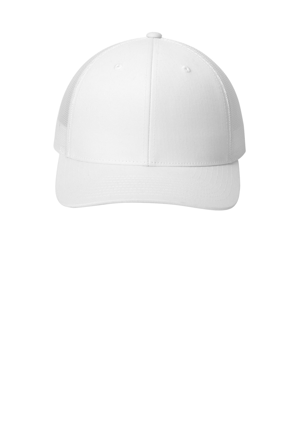 Front View of White Sport-Tek YP Classics Retro Trucker Cap. STC39