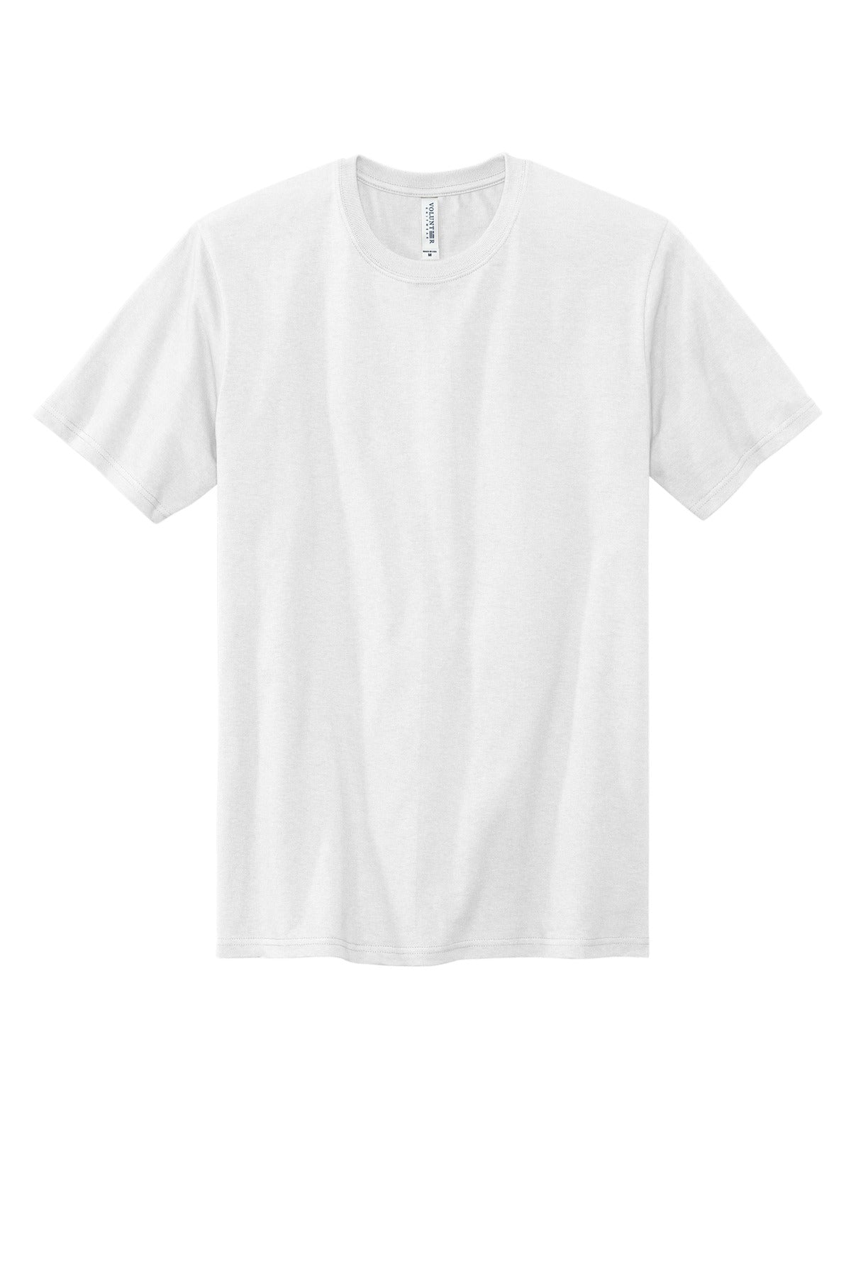 Front View of White Volunteer Knitwear All-American Tee VL100