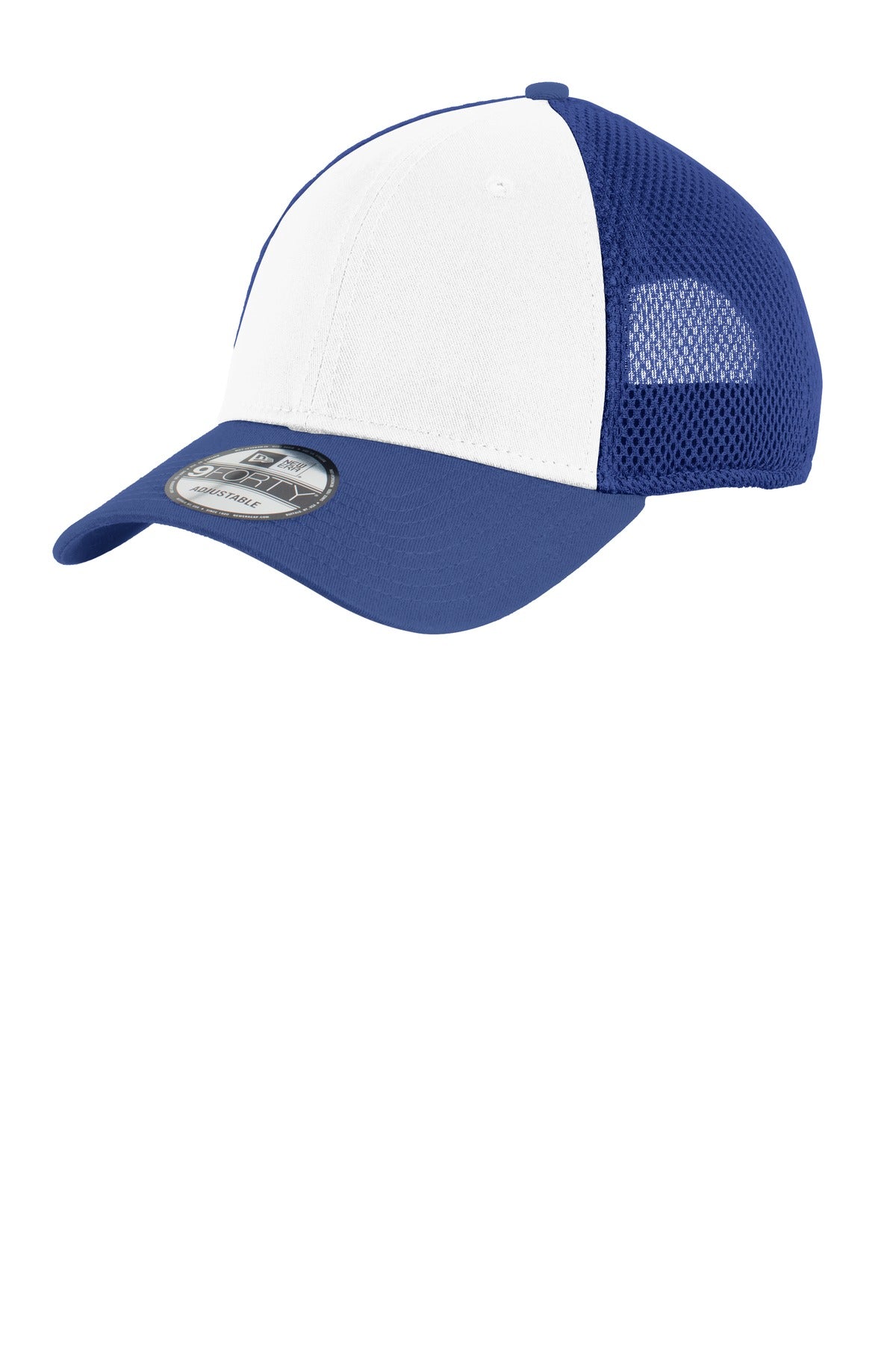 Front View of White/Royal New Era Snapback Contrast Front Mesh Cap. NE204