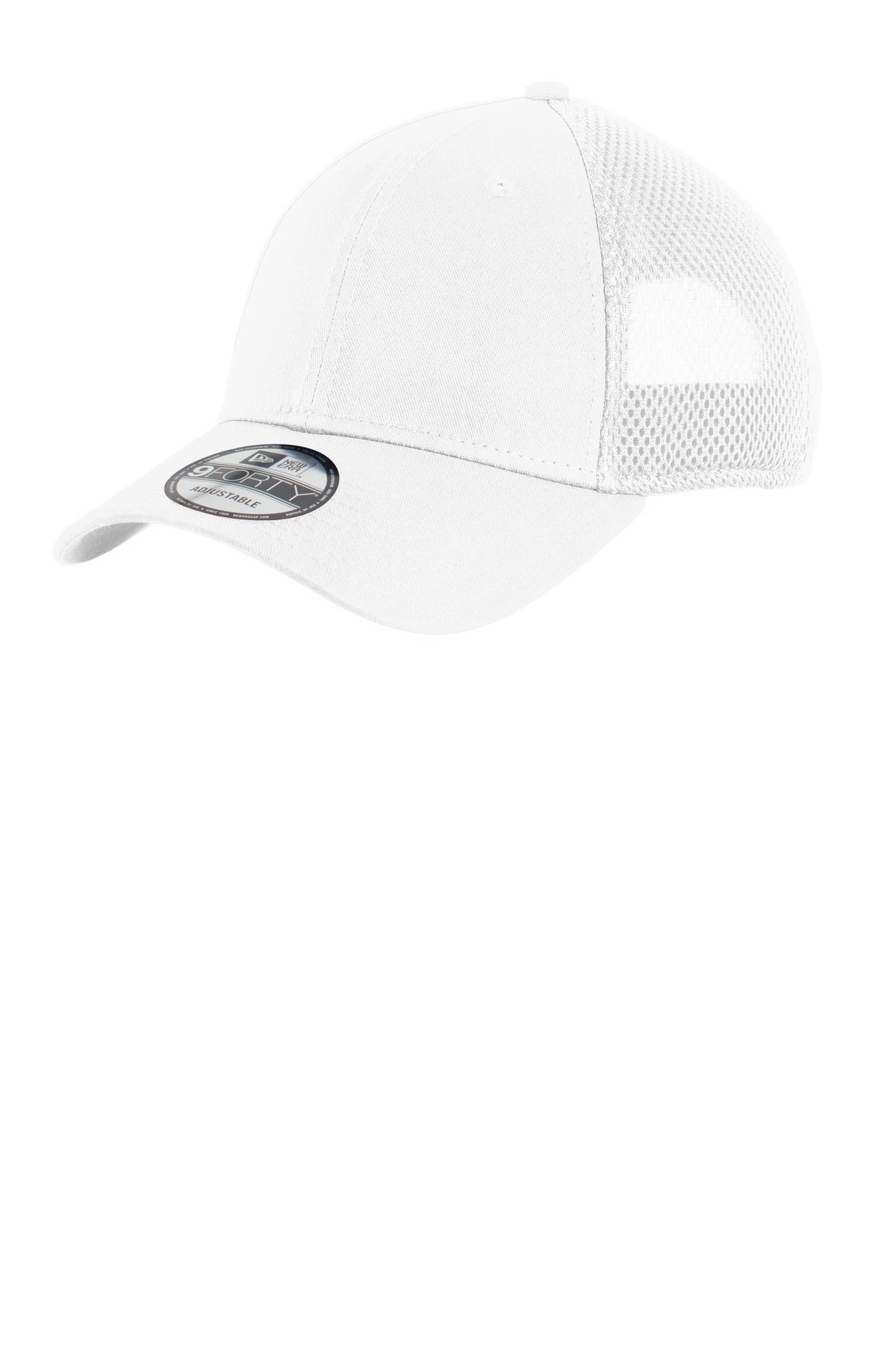 Front View of White/White New Era Snapback Contrast Front Mesh Cap. NE204