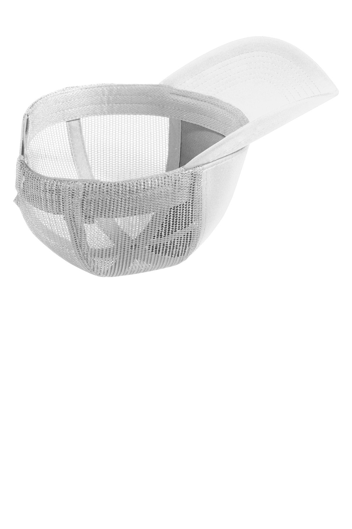 Front View of White/White Sport-Tek PosiCharge Competitor Mesh Back Cap. STC36