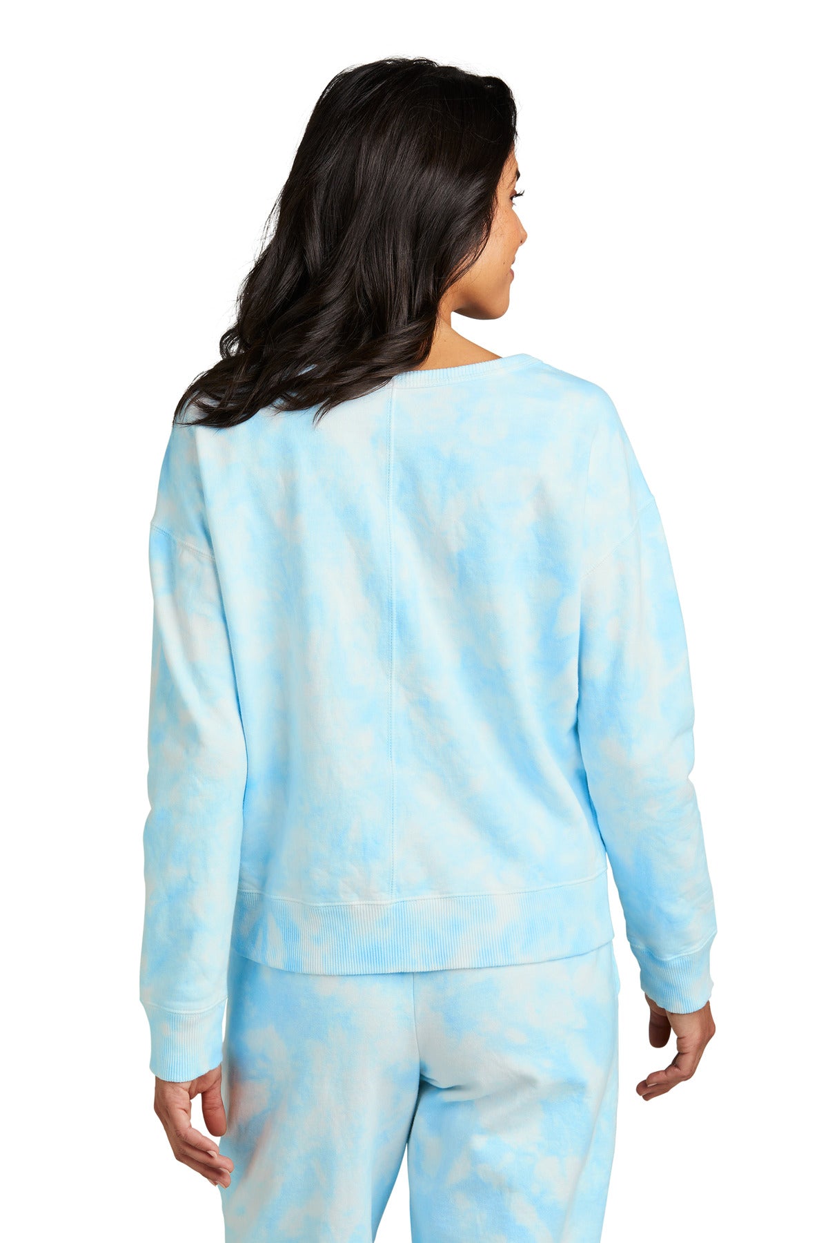 Glacier Port & Company Women's Beach Wash Cloud Tie-Dye V-Neck Sweatshirt LPC140V