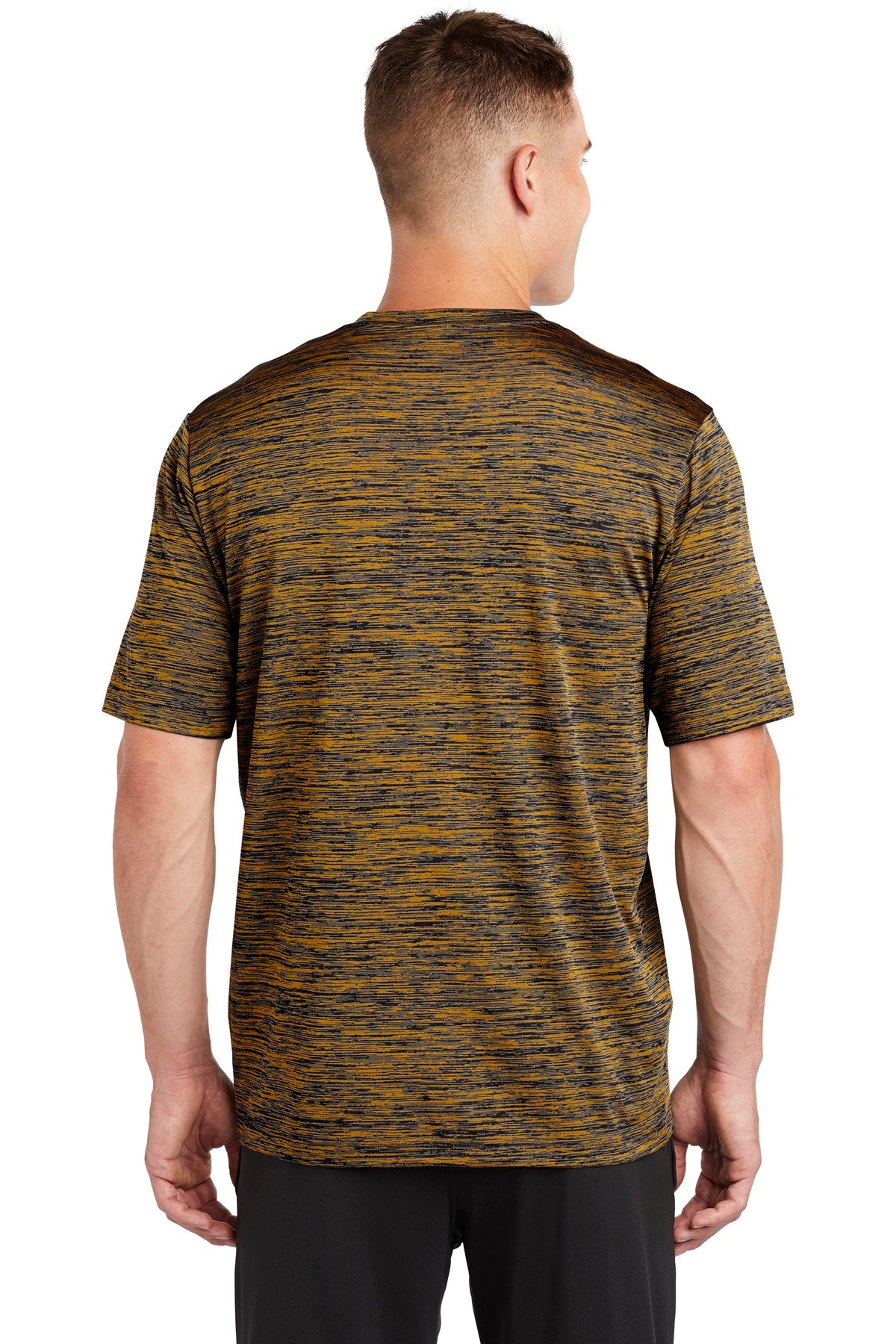 Gold-Black Ele Sport-Tek PosiCharge Electric Heather Tee. ST390