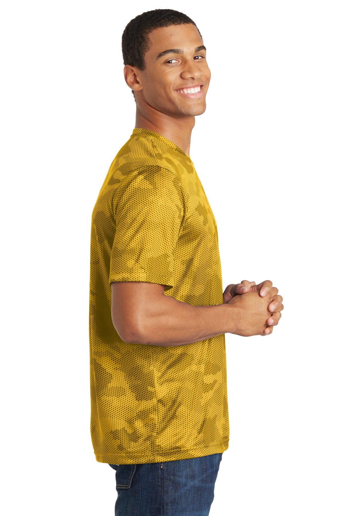 Gold Sport-Tek CamoHex Tee. ST370