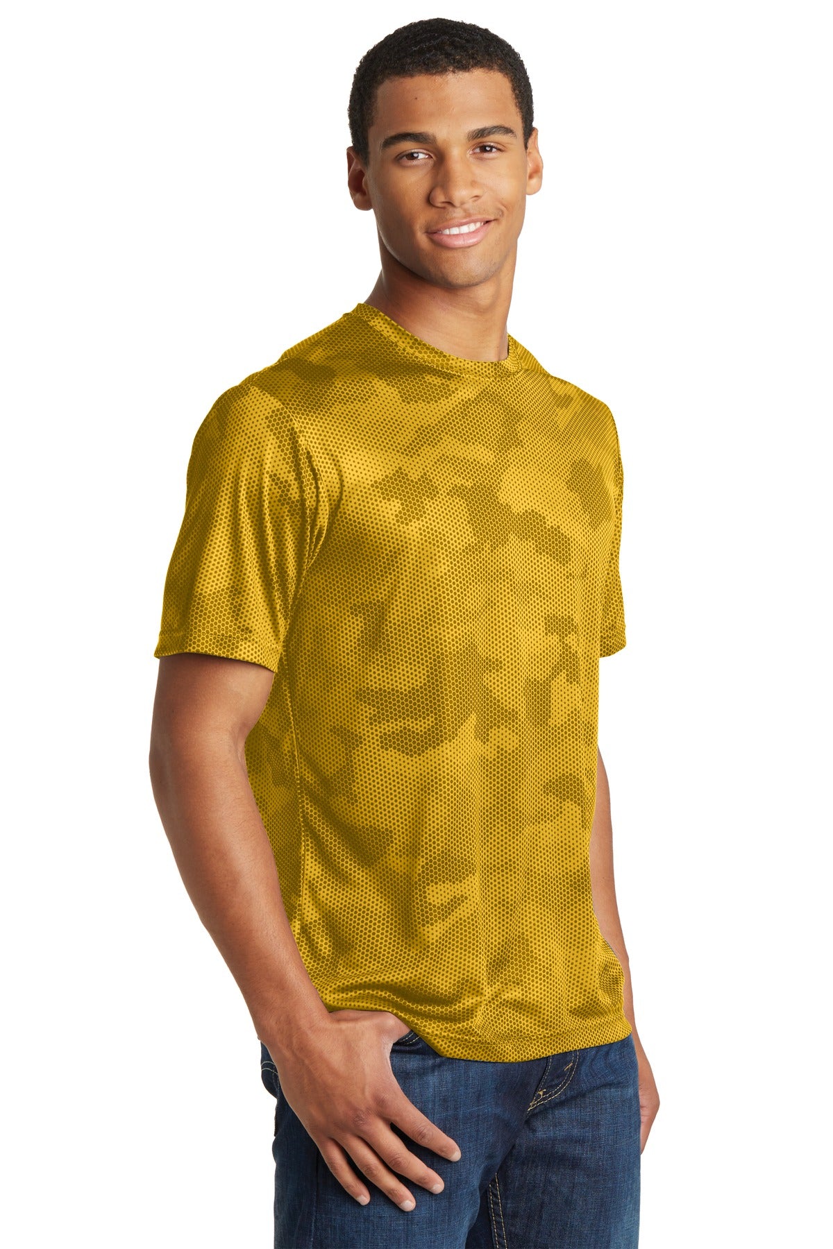 Gold Sport-Tek CamoHex Tee. ST370
