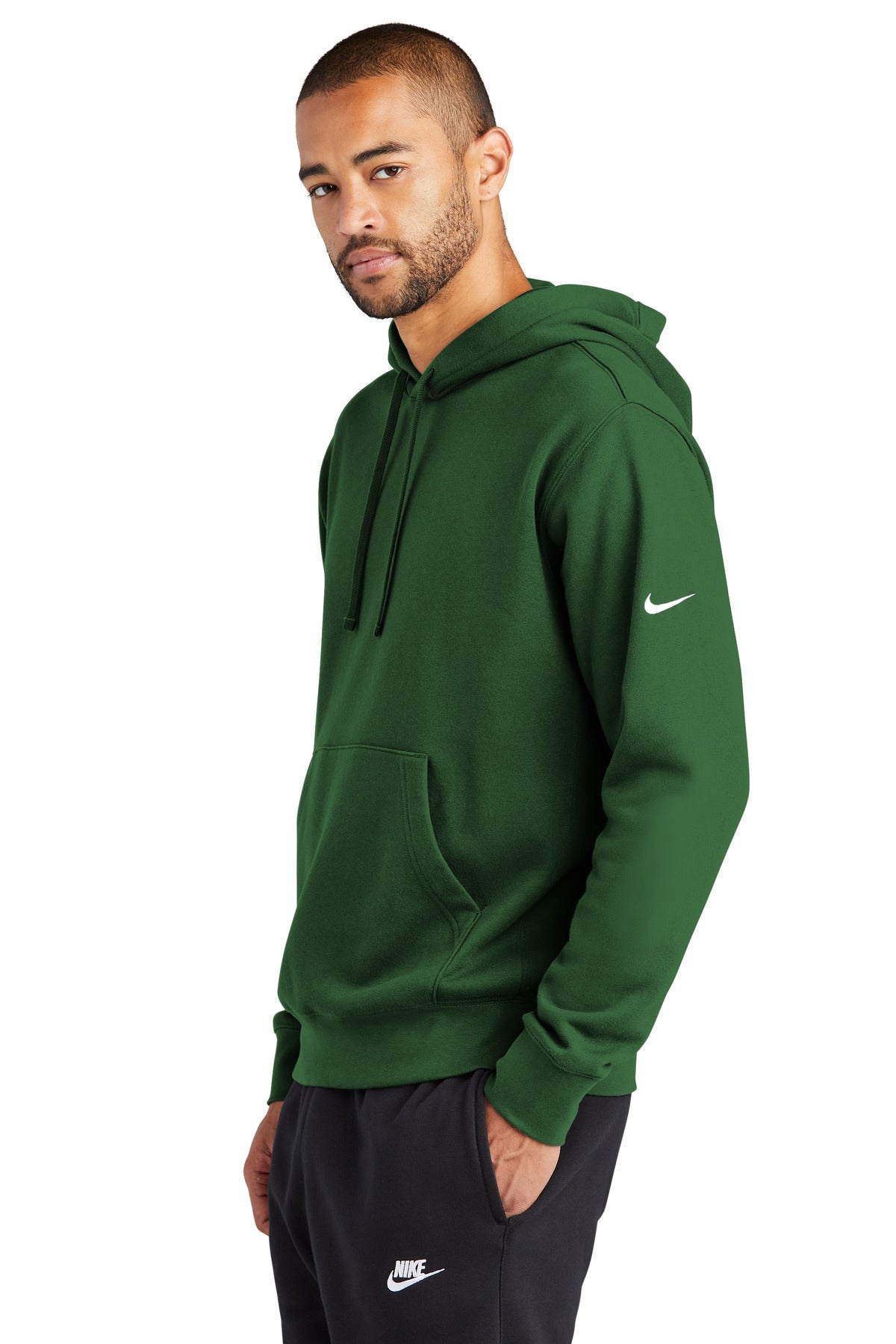 GorgeGreen Nike Club Fleece Sleeve Swoosh Pullover Hoodie NKDR1499