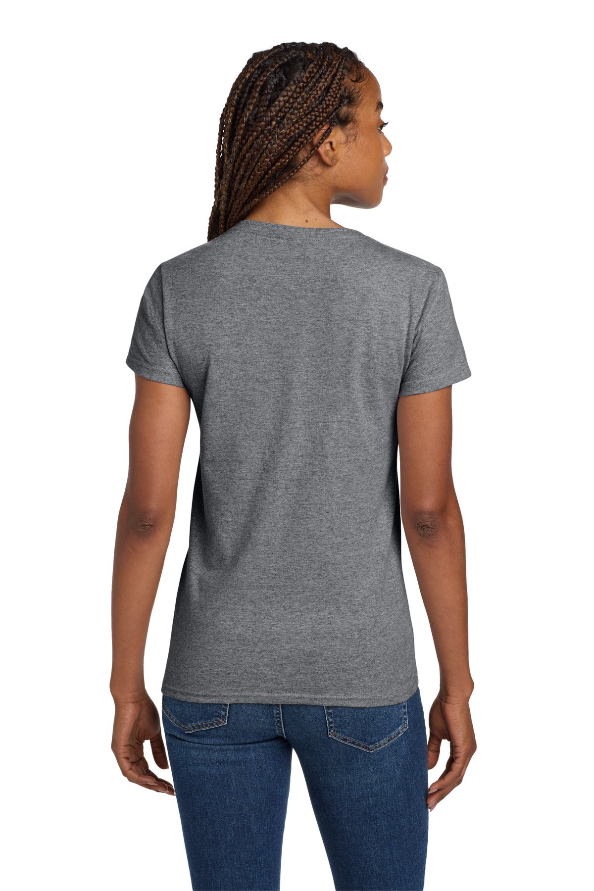 GphHeather Gildan Women's Heavy Cotton 100% Cotton V-Neck T-Shirt. 5V00L