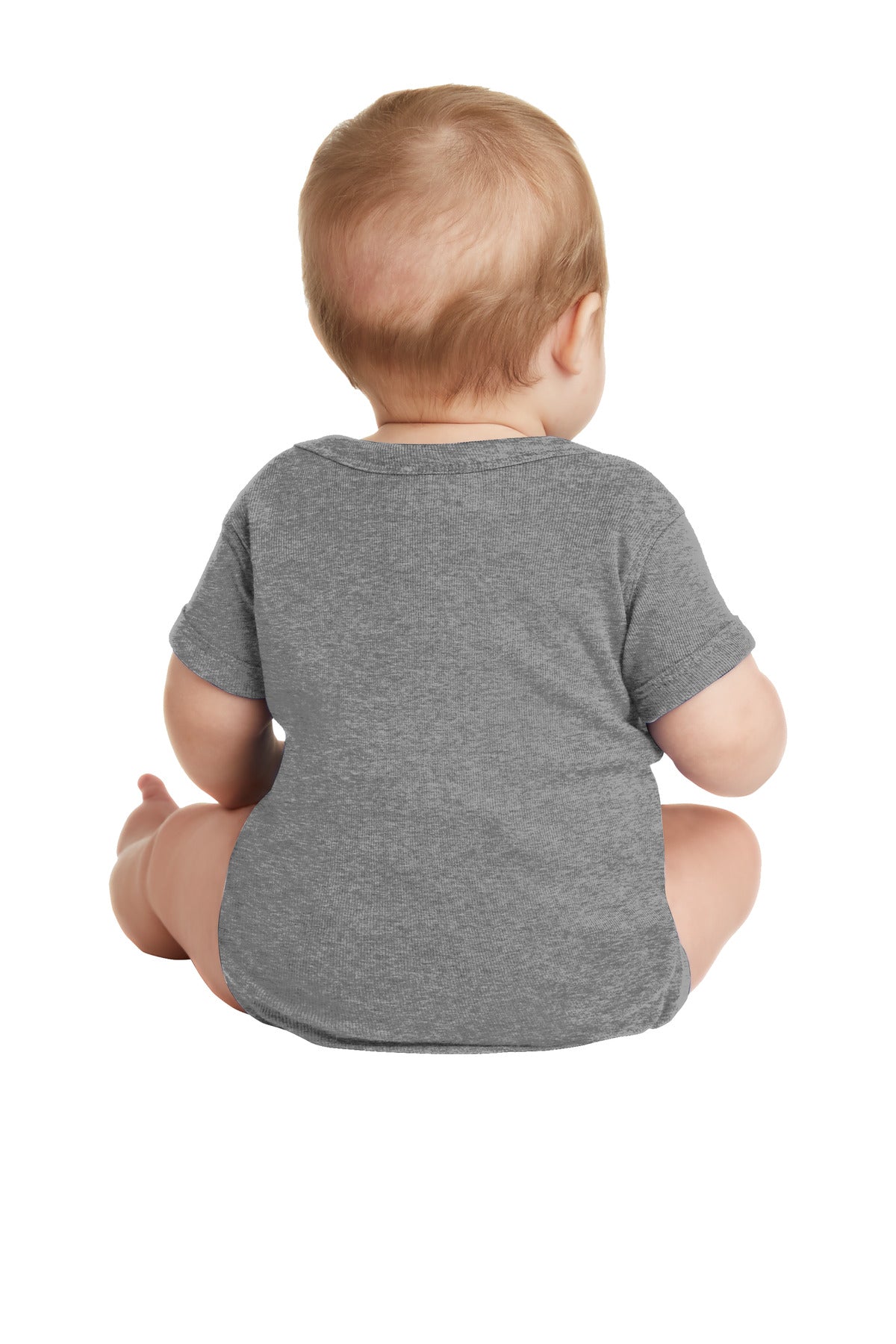 GraniteHtr Rabbit Skins Infant Short Sleeve Baby Rib Bodysuit. RS4400
