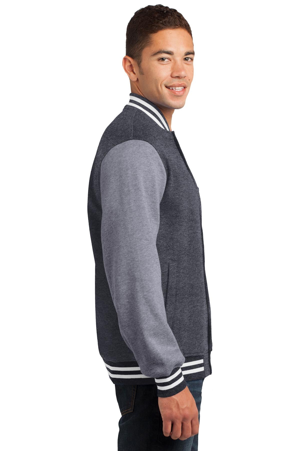 Graph He/VntHe Sport-Tek Fleece Letterman Jacket. ST270
