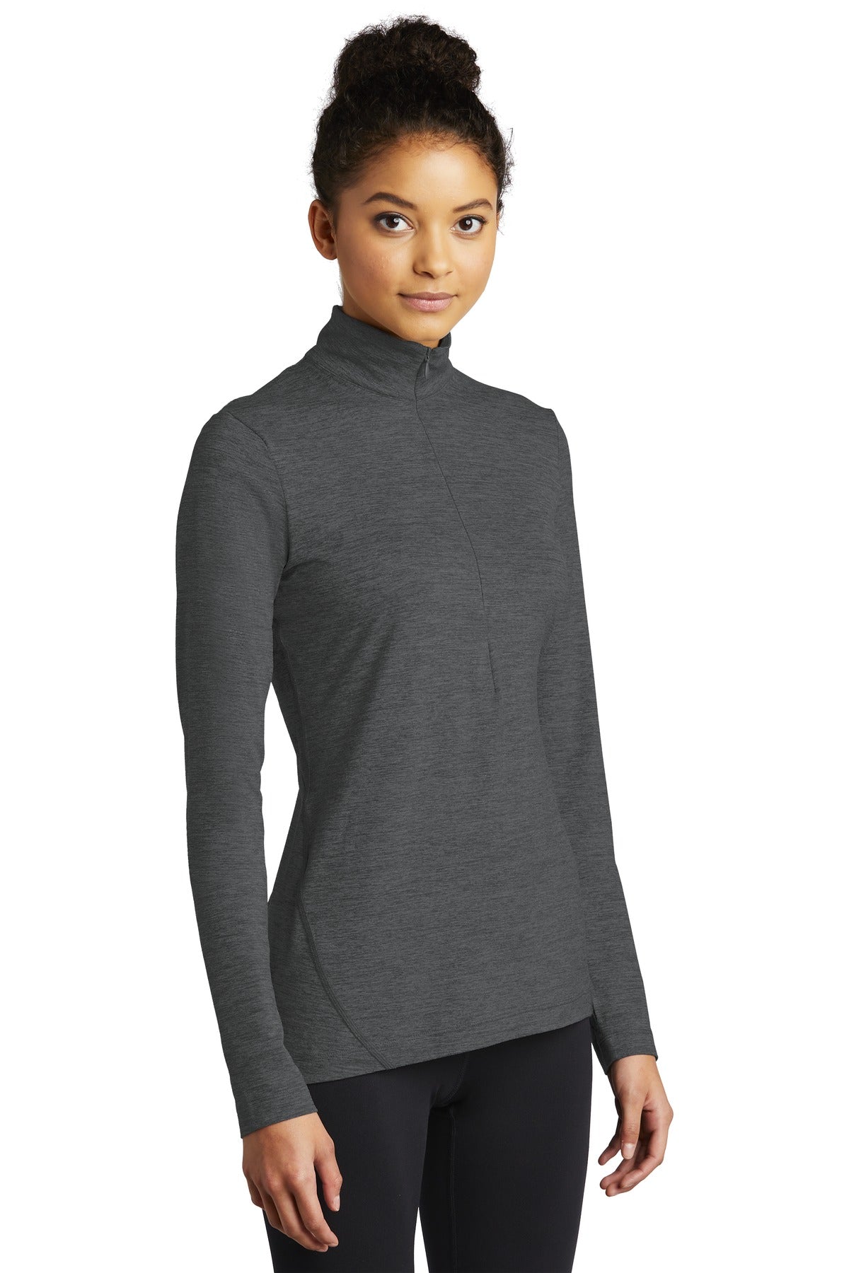 Graphite Hthr Sport-Tek Women's Exchange 1.5 Long Sleeve 1/2-Zip LST711