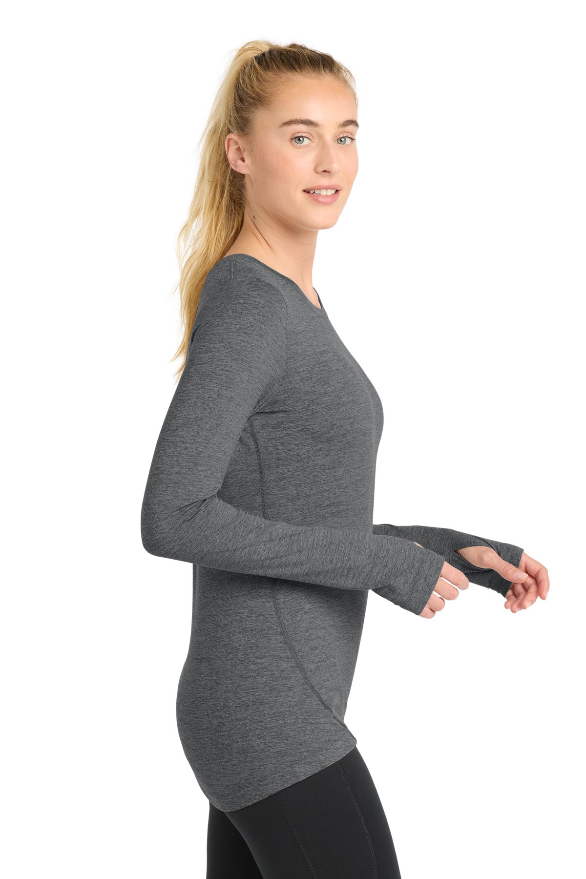 Graphite Hthr Sport-Tek Women's Exchange 1.5 Long Sleeve Crew LST710