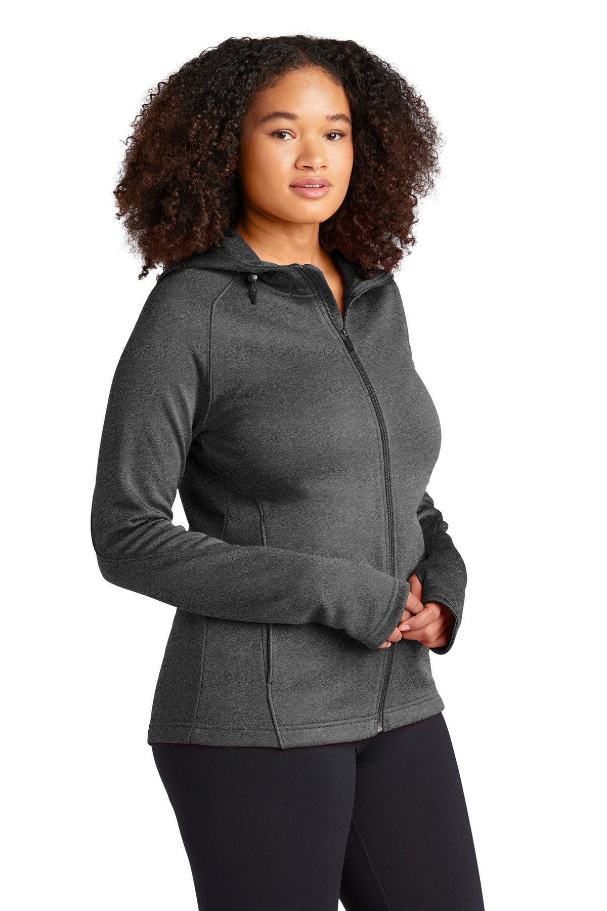 Graphite Hthr Sport-Tek Women's Tech Fleece Full-Zip Hooded Jacket. L248