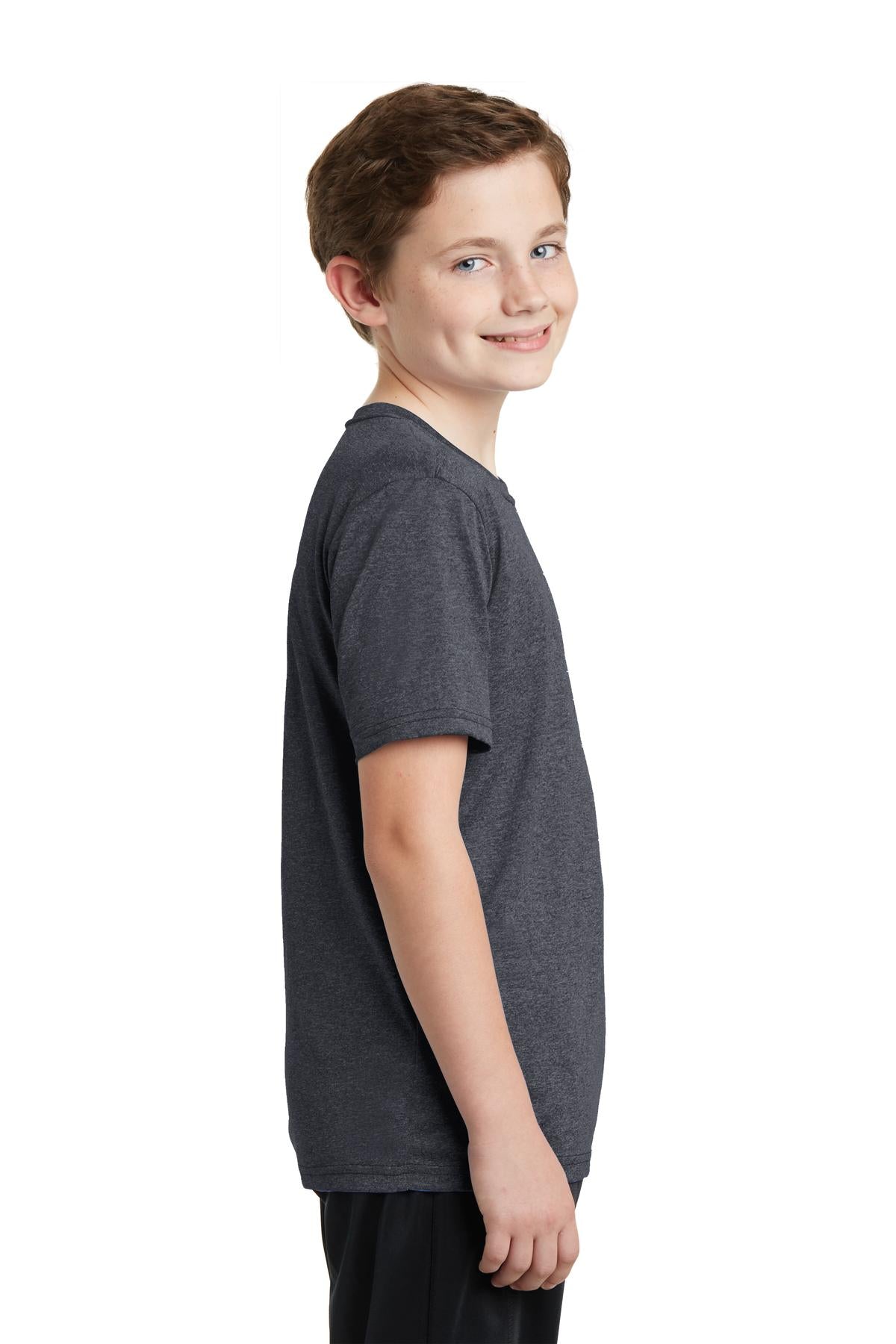 Graphite Hthr Sport-Tek Youth Heather Contender Tee. YST360