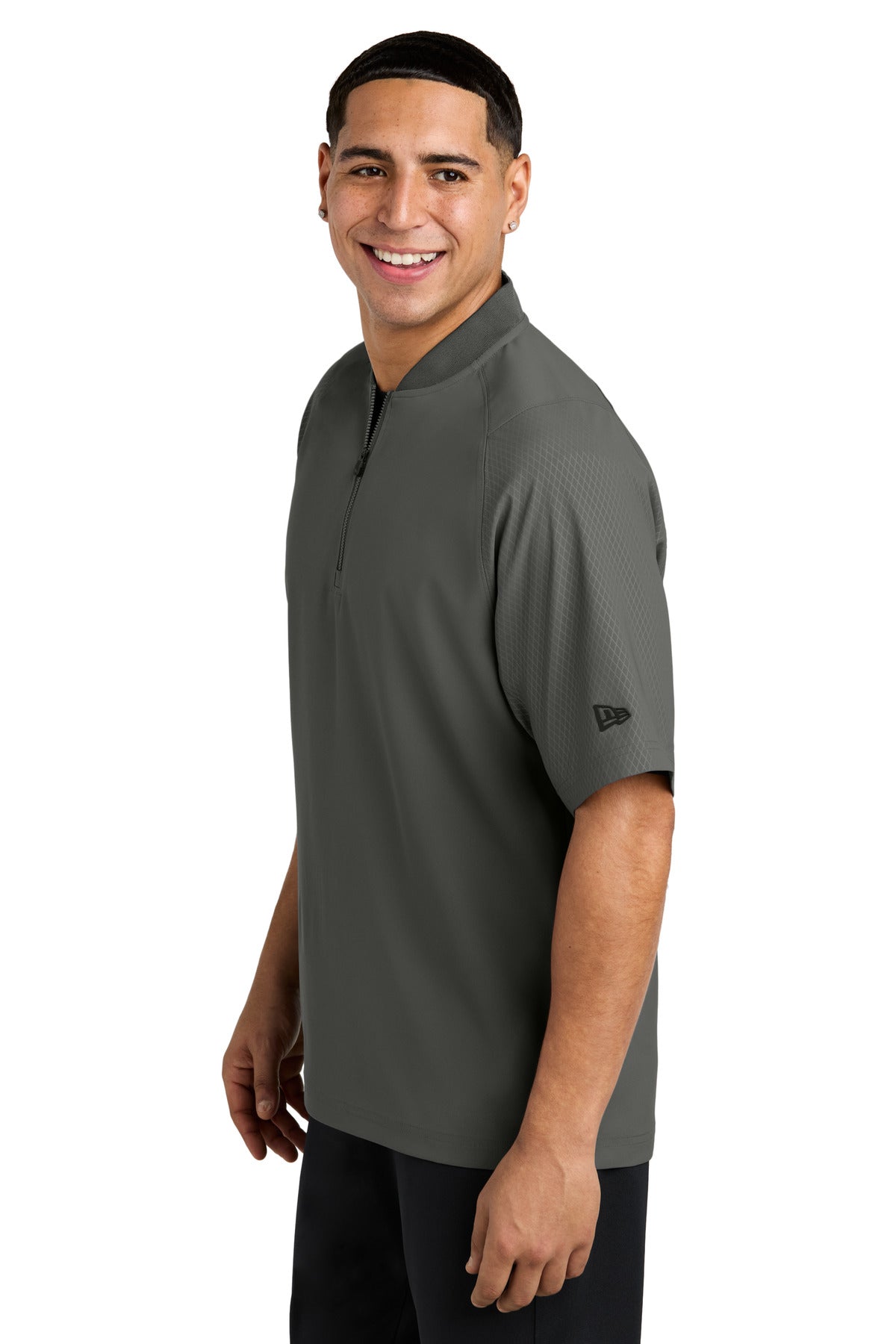 Graphite New Era Cage Short Sleeve 1/4-Zip Jacket. NEA600