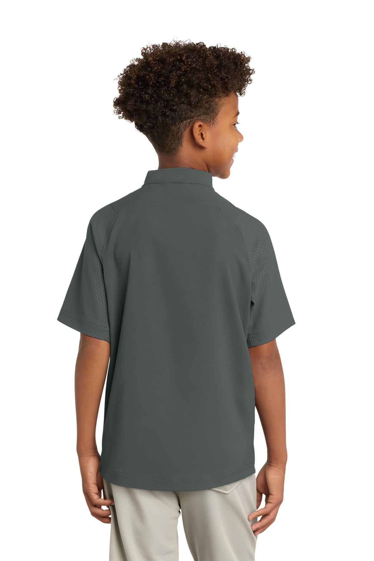 Graphite New Era Youth Cage Short Sleeve 1/4-Zip Jacket. YNEA600
