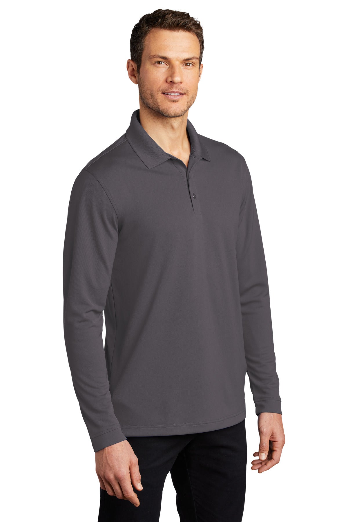 Graphite Port Authority Dry Zone UV Micro-Mesh Long Sleeve Polo K110LS