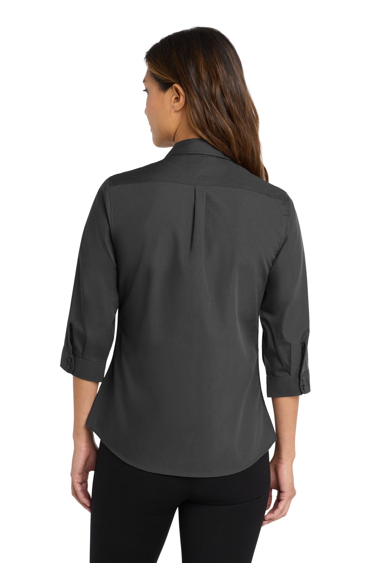 Graphite Port Authority Women's 3/4-Sleeve Carefree Poplin Shirt. LW102