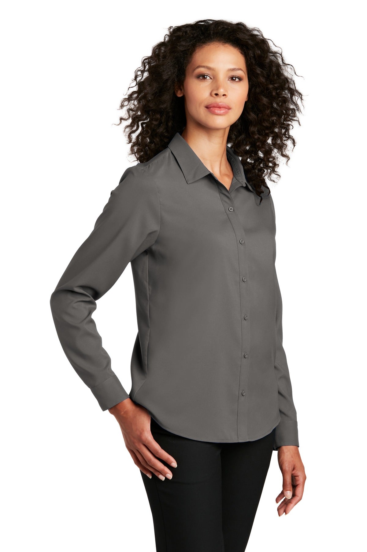 Graphite Port Authority Women's Long Sleeve Performance Staff Shirt LW401