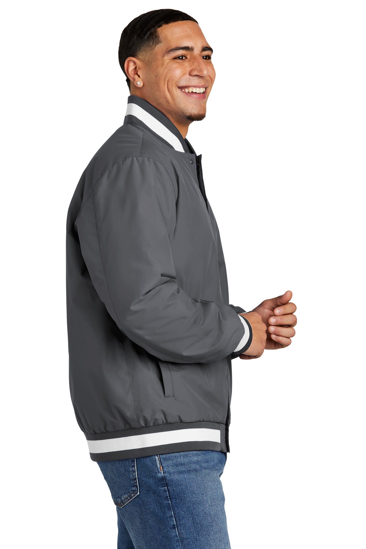 Graphite Sport-Tek Insulated Varsity Jacket JST58