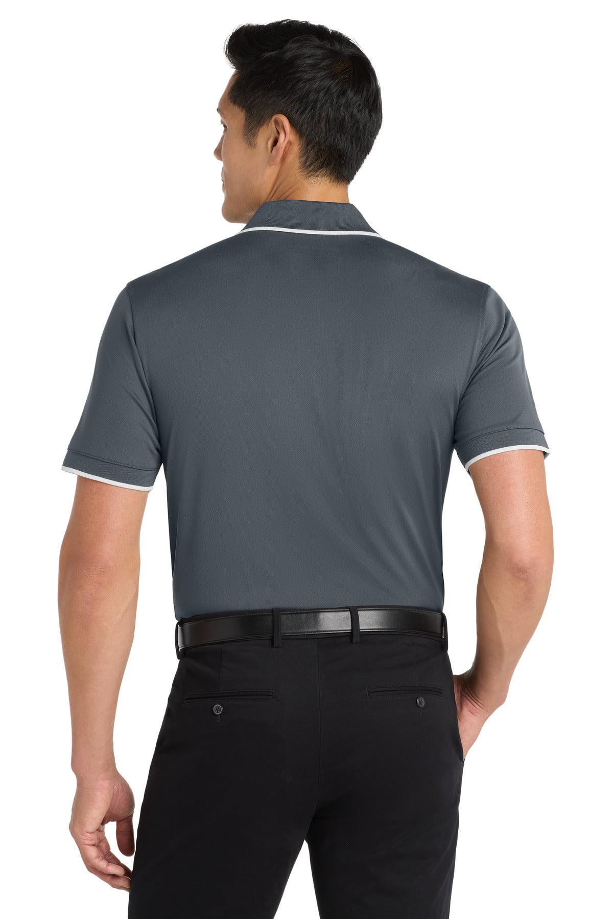 Graphite/White Port Authority Dry Zone UV Micro-Mesh Tipped Polo. K111