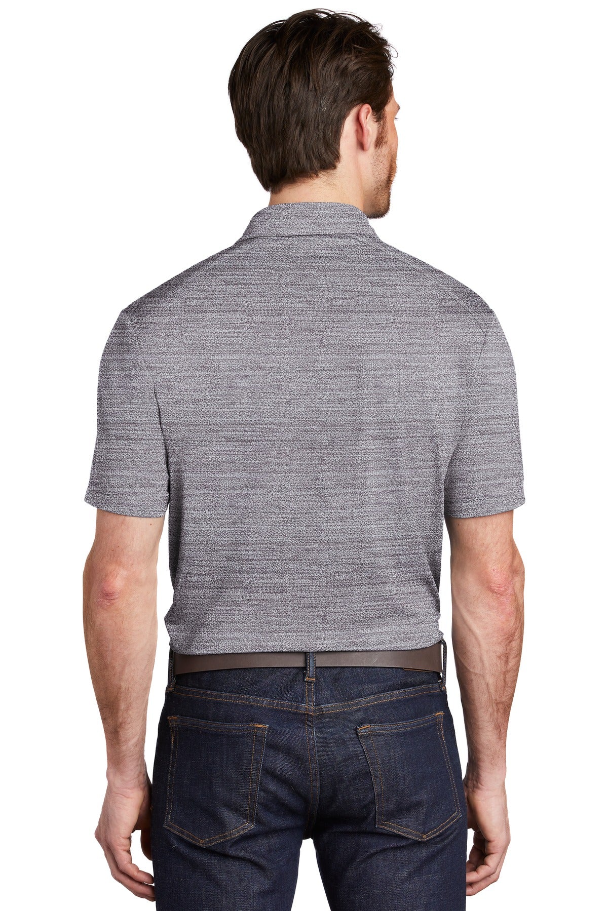 Graphite/White Port Authority Stretch Heather Polo K583