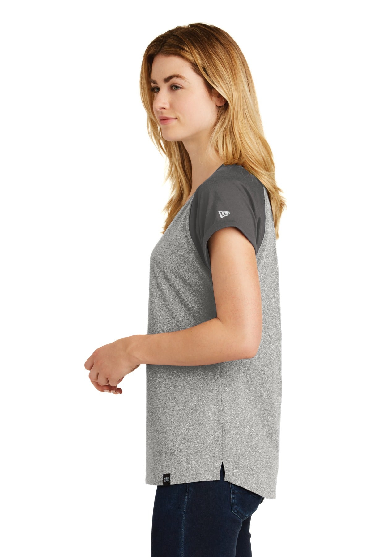 Graph/Lt Gr Tw New Era Women's Heritage Blend Varsity Tee. LNEA107