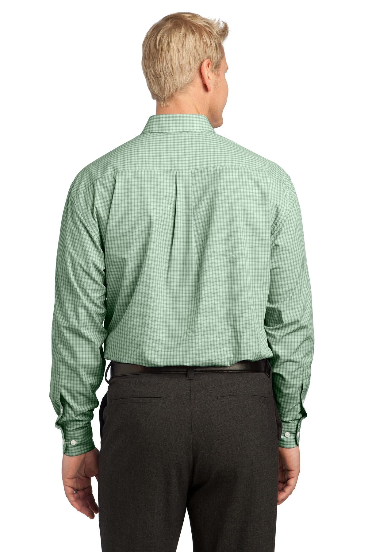 Green Port Authority Plaid Pattern Easy Care Shirt. S639