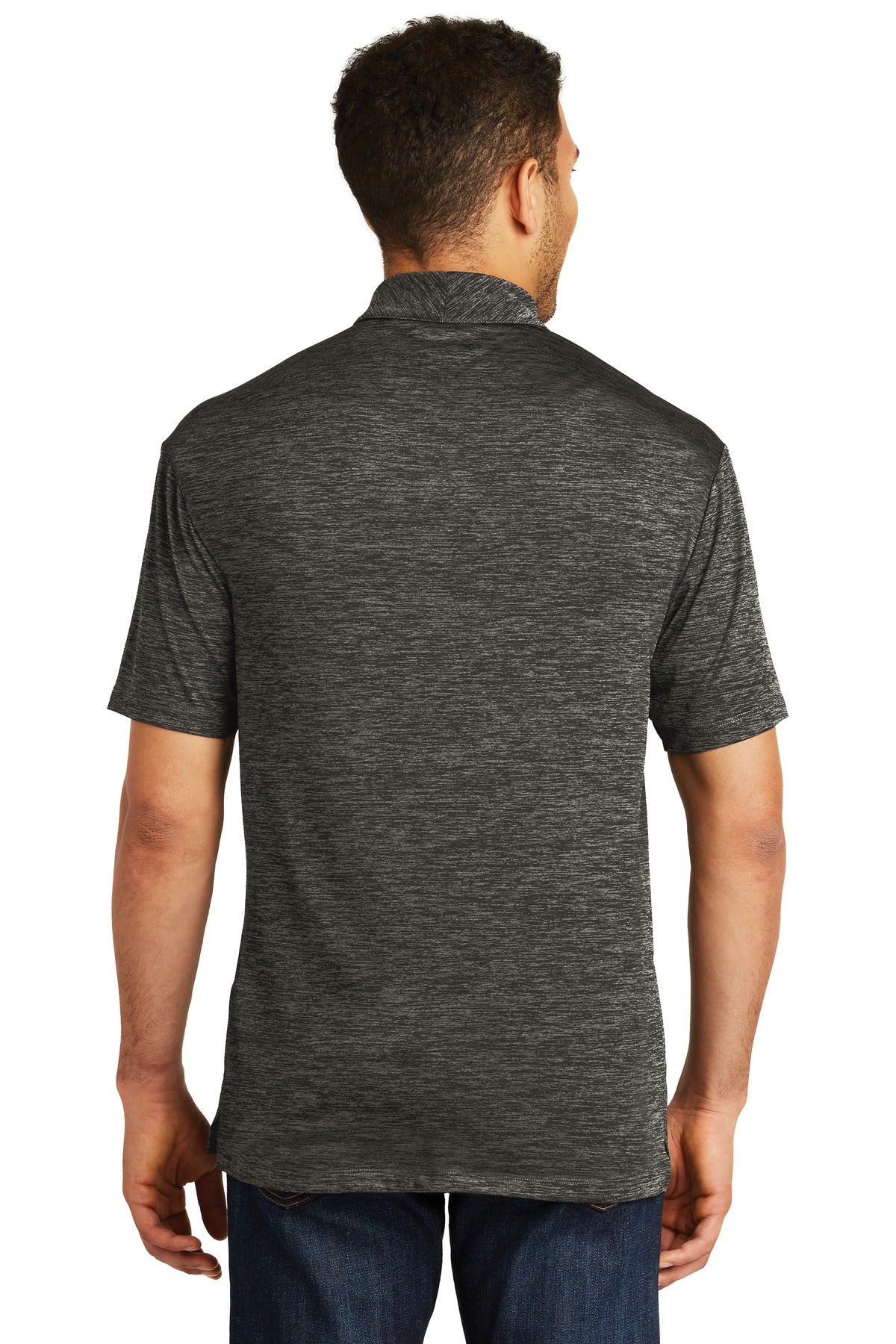 Grey-Black Ele Sport-Tek PosiCharge Electric Heather Polo. ST590