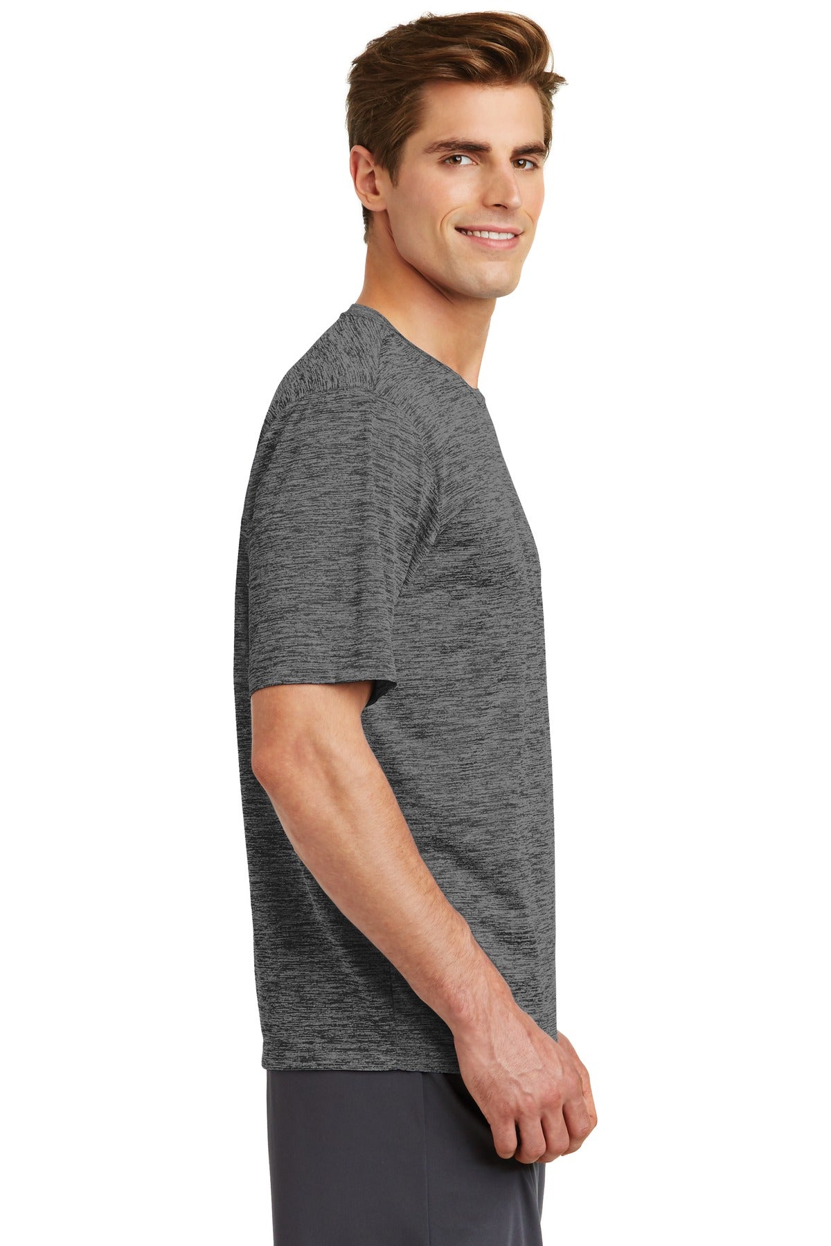 Grey Black Ele Sport-Tek PosiCharge Electric Heather Tee. ST390