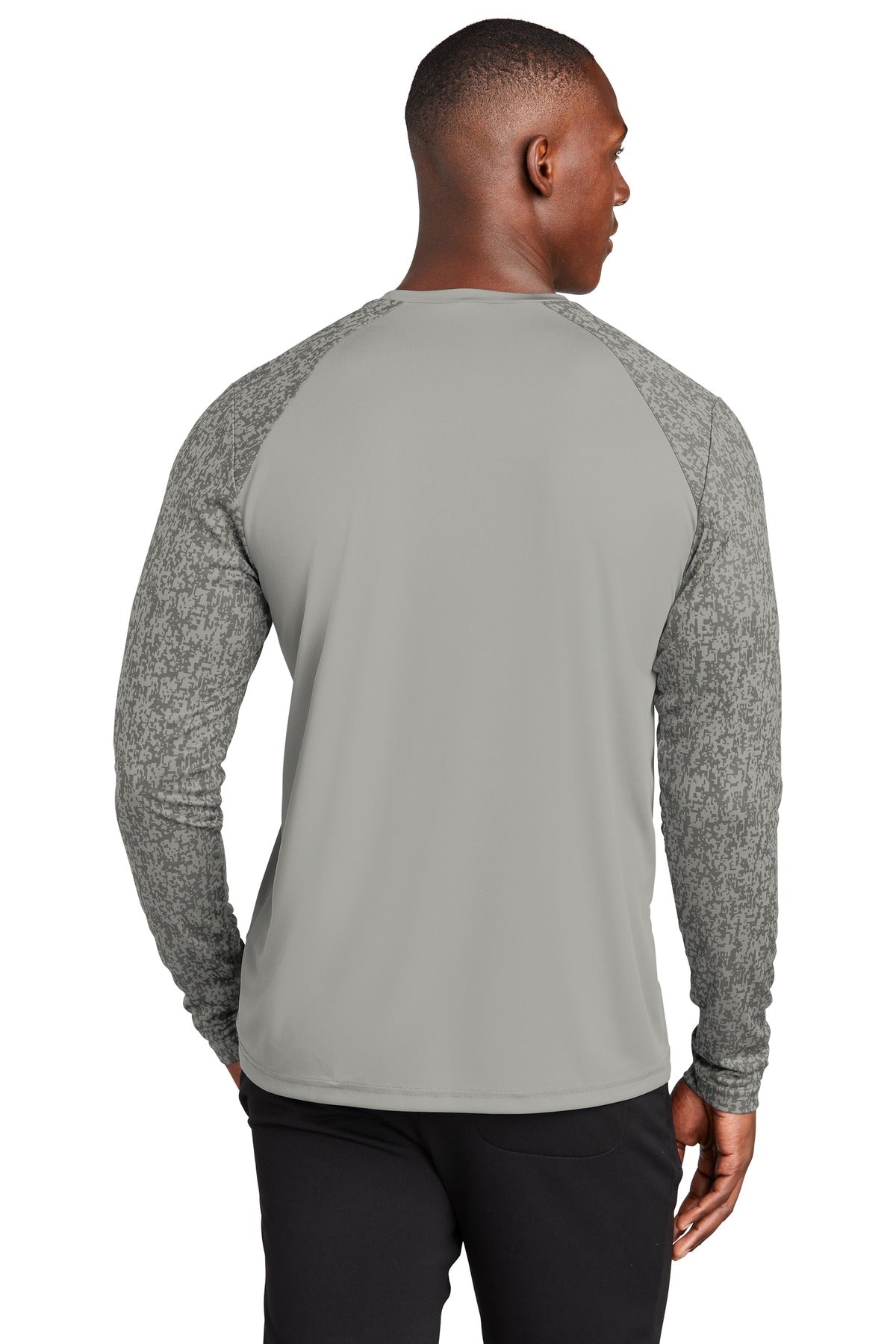 Grey Concrete Sport-Tek Long Sleeve Digi Camo Tee. ST460LS